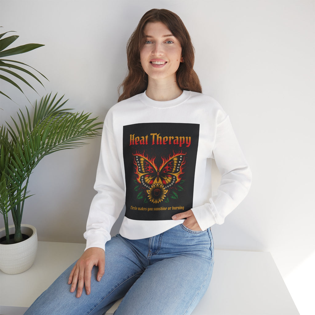 Heat Therapy Crewneck Sweatshirt — Butterfly Flame Graphic