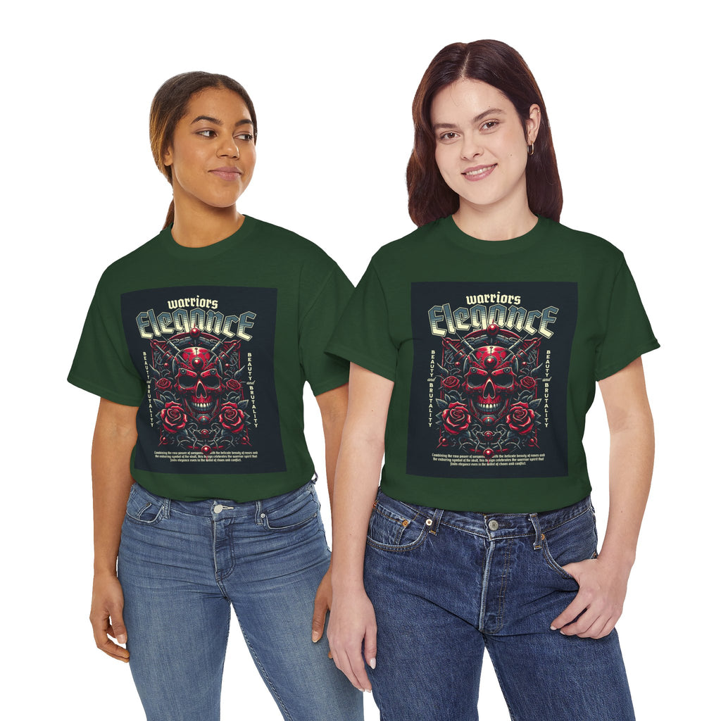 Warriors Electric Skull T‑Shirt — Red Skull & Roses Rock Graphic Tee