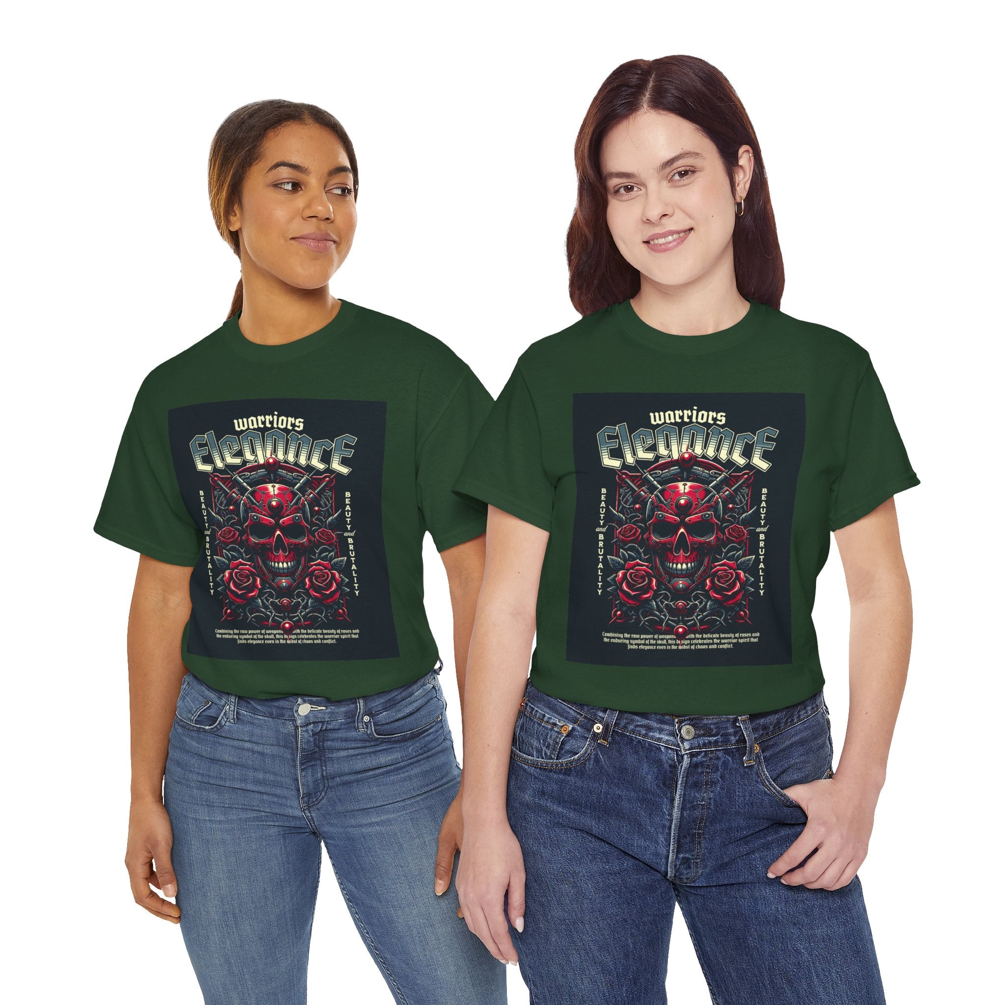 Warriors Electric Skull T‑Shirt — Red Skull & Roses Rock Graphic Tee