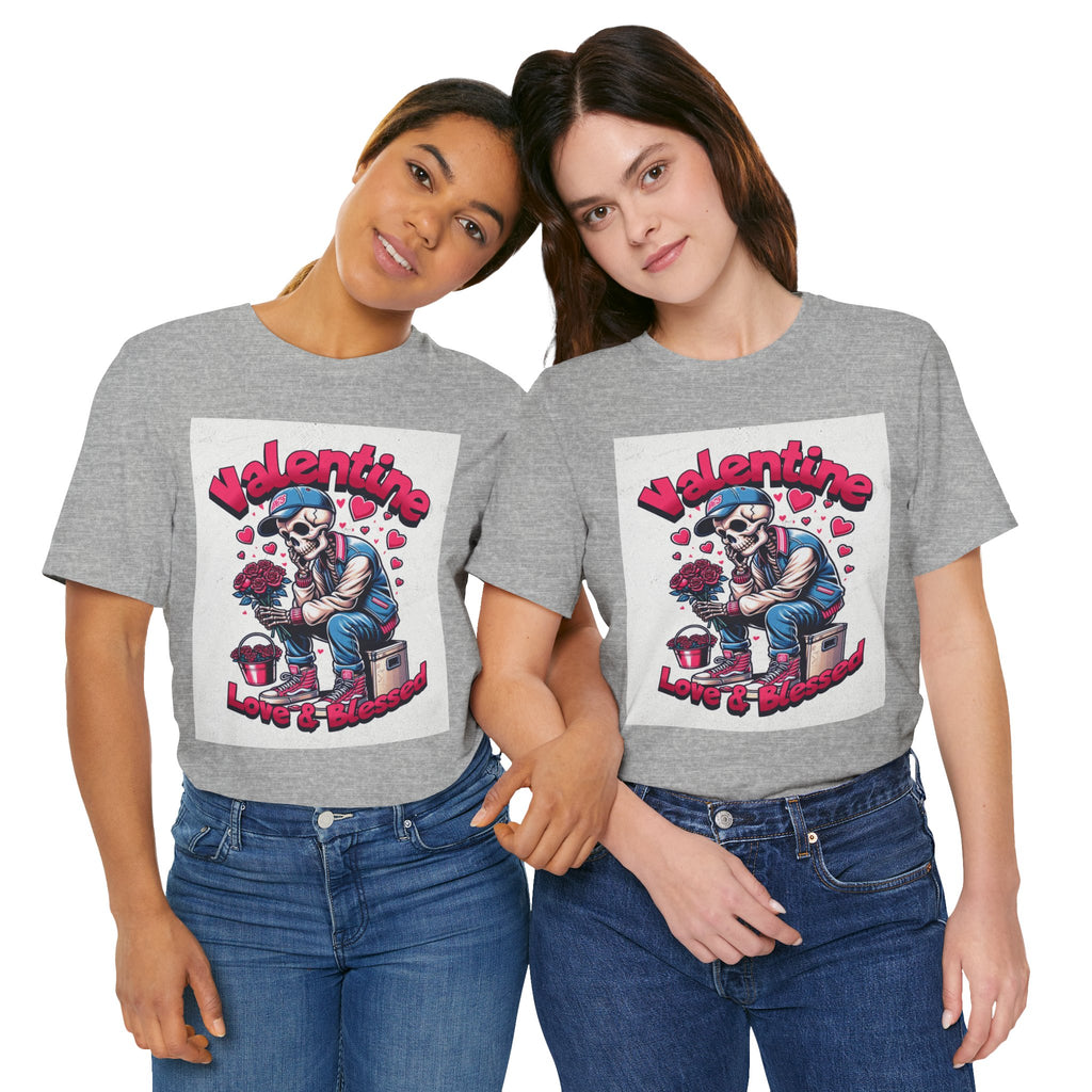 Valentine Skull T-Shirt – "Love & Blessed" Gothic Valentine Tee