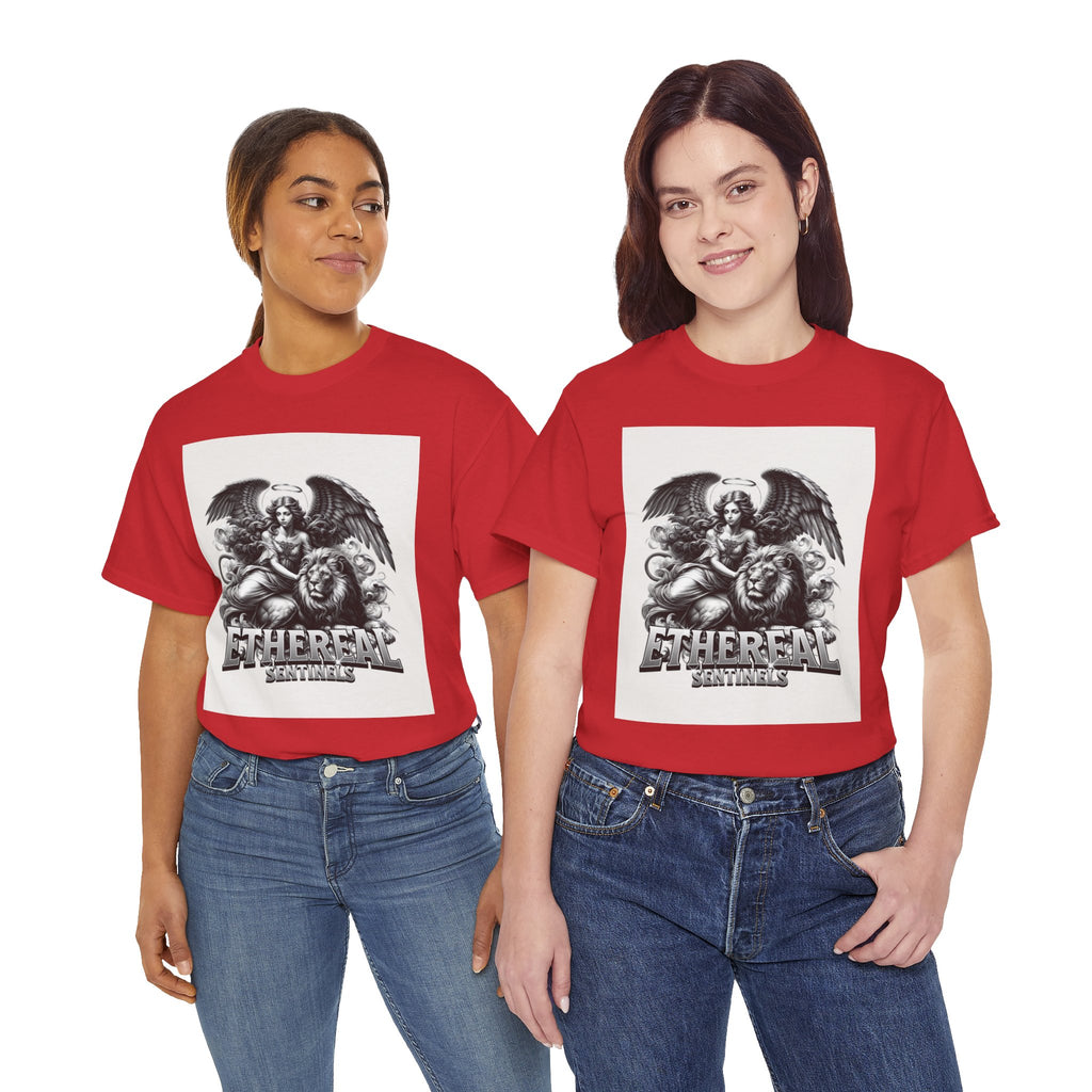Angel & Lion Graphic Tee — "Ethereal" Vintage Gothic Streetwear