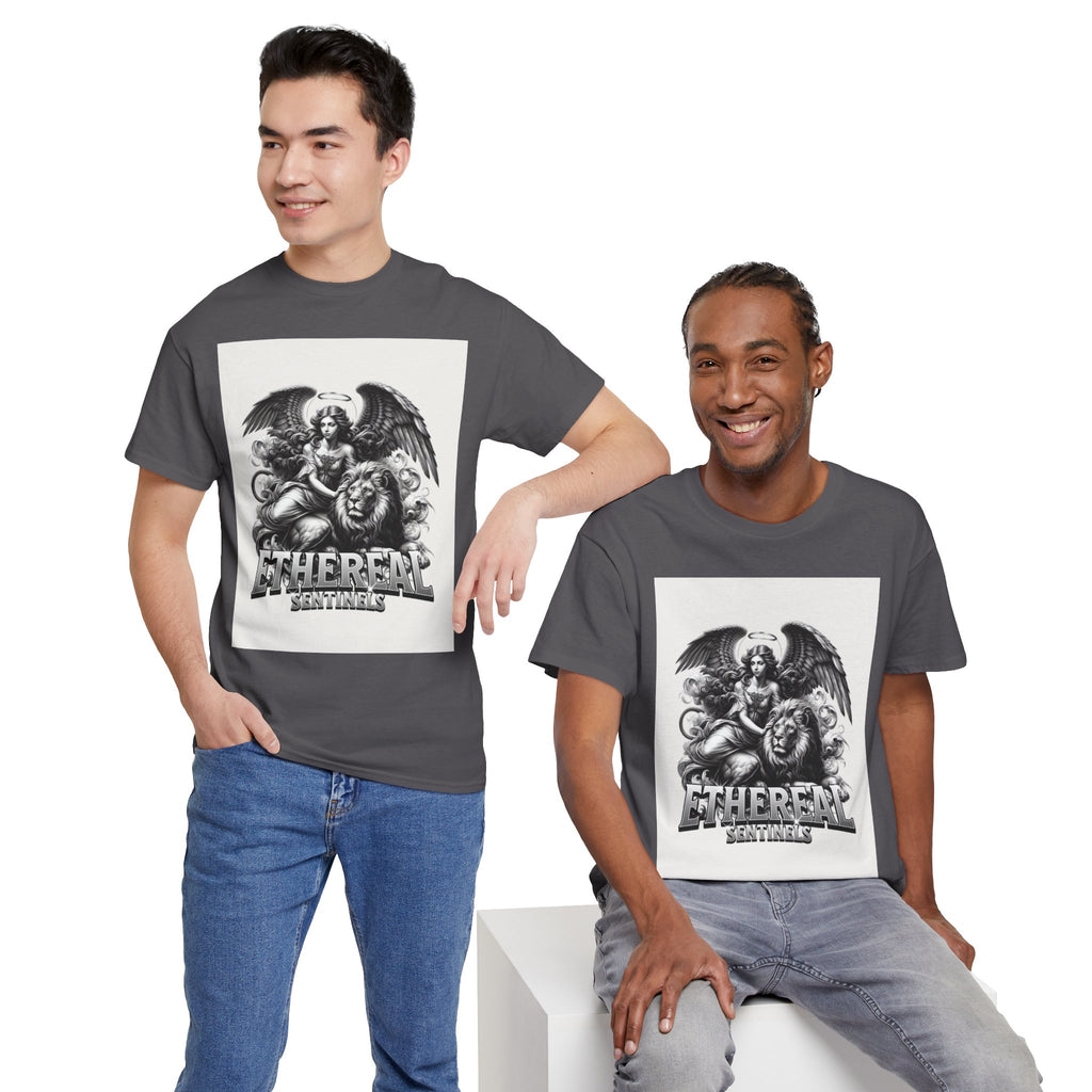 Angel & Lion Graphic Tee — "Ethereal" Vintage Gothic Streetwear