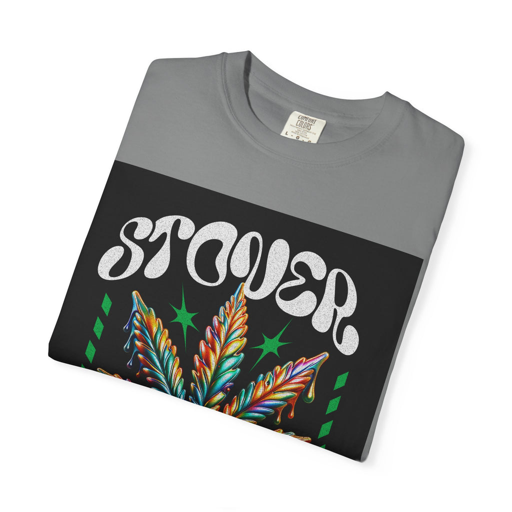 T-Shirt — Stover "Grow Your Own Serenity" Colorful Cannabis Leaf Graphic