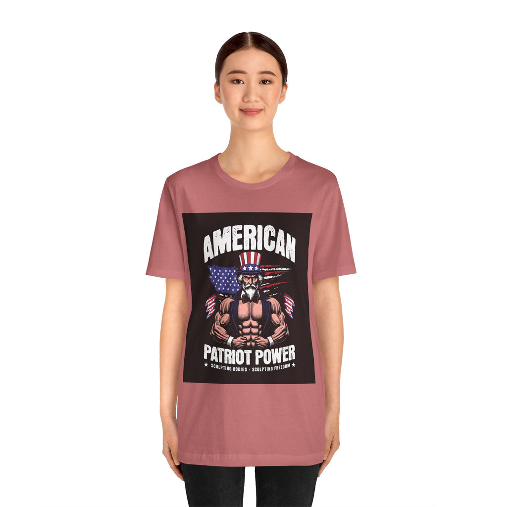 Patriot Power T-Shirt — American Flag Uncle Sam Muscle Graphic Tee