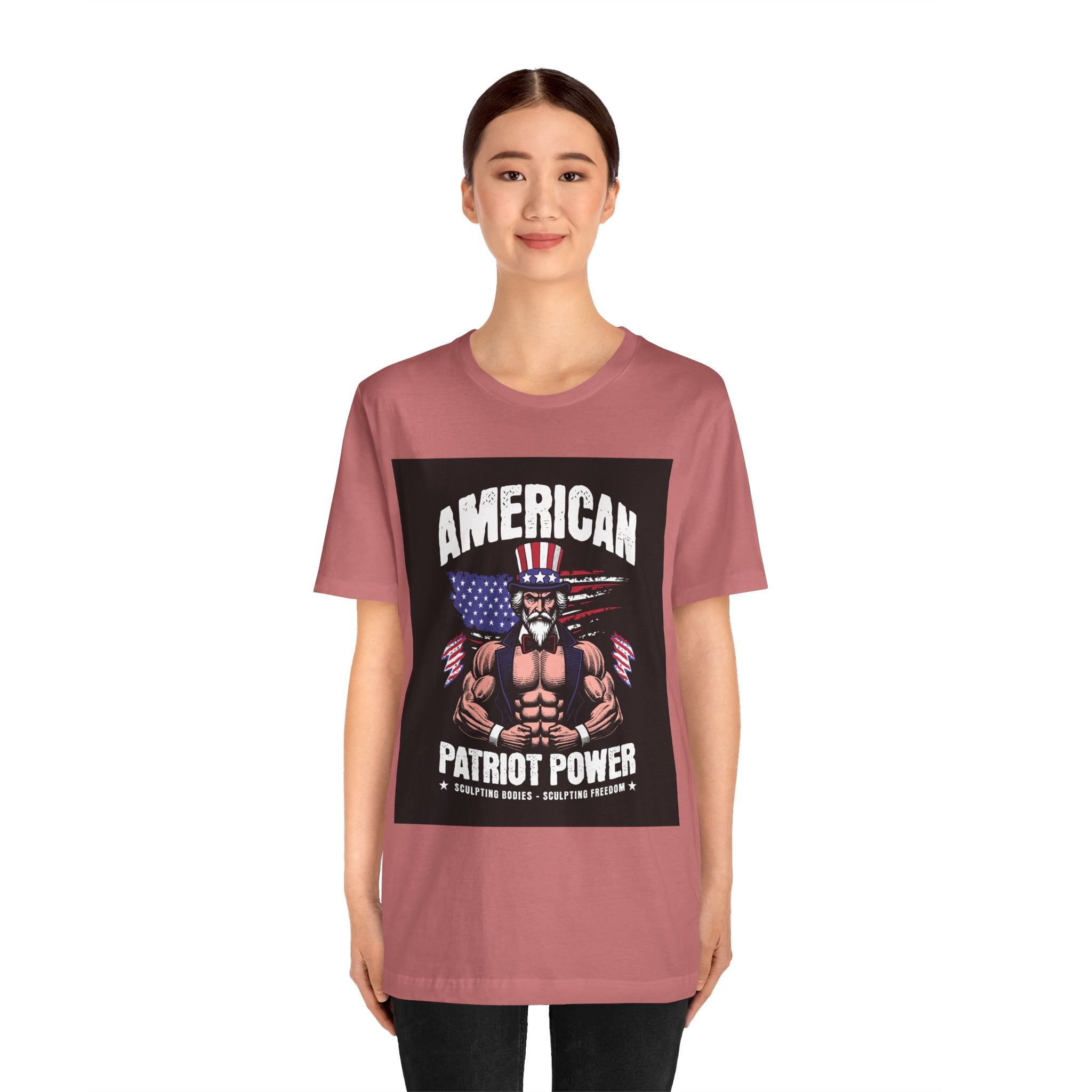 Patriot Power T-Shirt — American Flag Uncle Sam Muscle Graphic Tee
