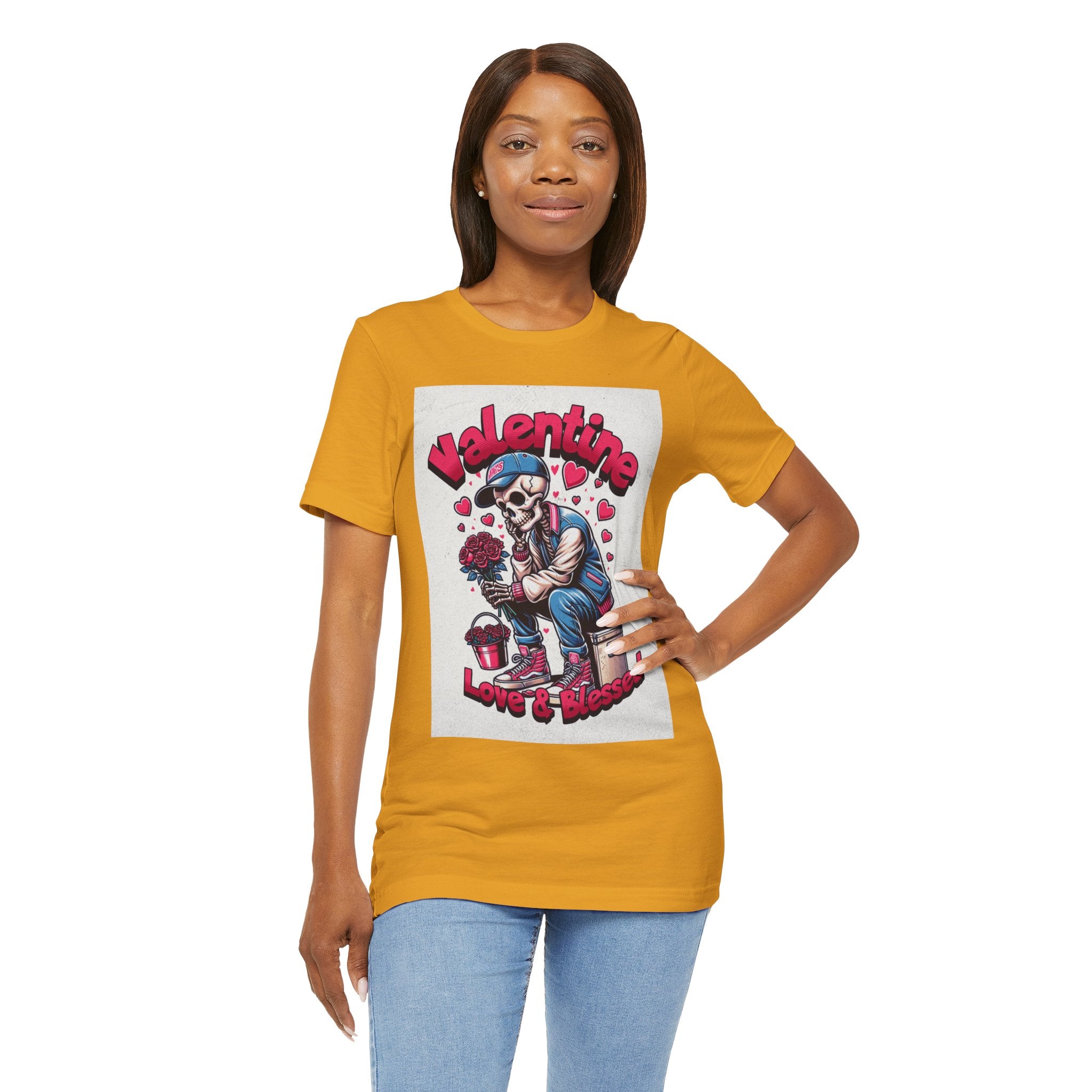 Valentine Skull T-Shirt – "Love & Blessed" Gothic Valentine Tee