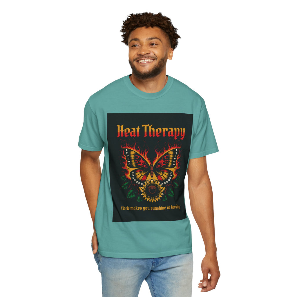 Heat Therapy Butterfly T-Shirt — Retro Floral Sunflower Design
