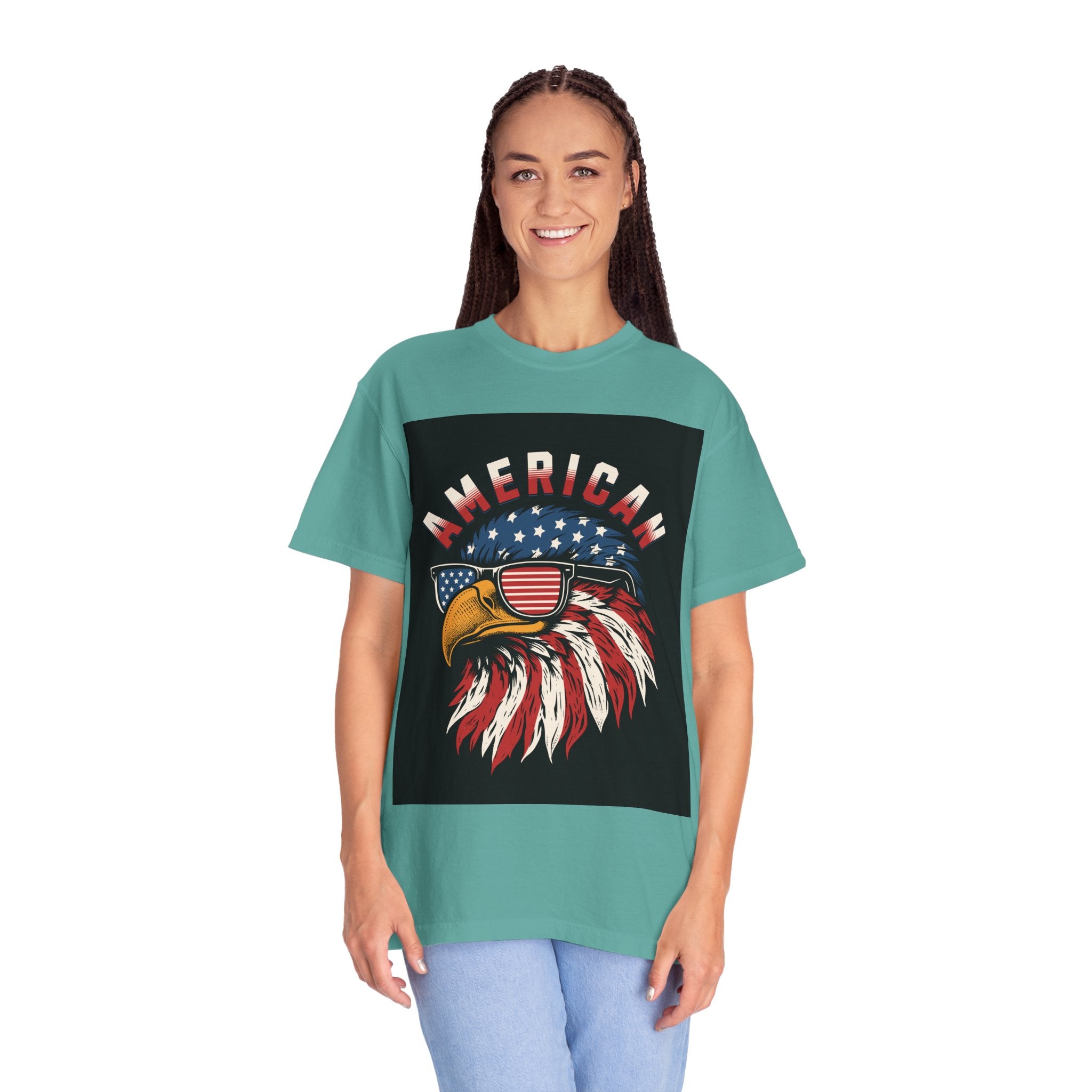 American Eagle Sunglasses T-Shirt — Patriotic USA Flag Graphic