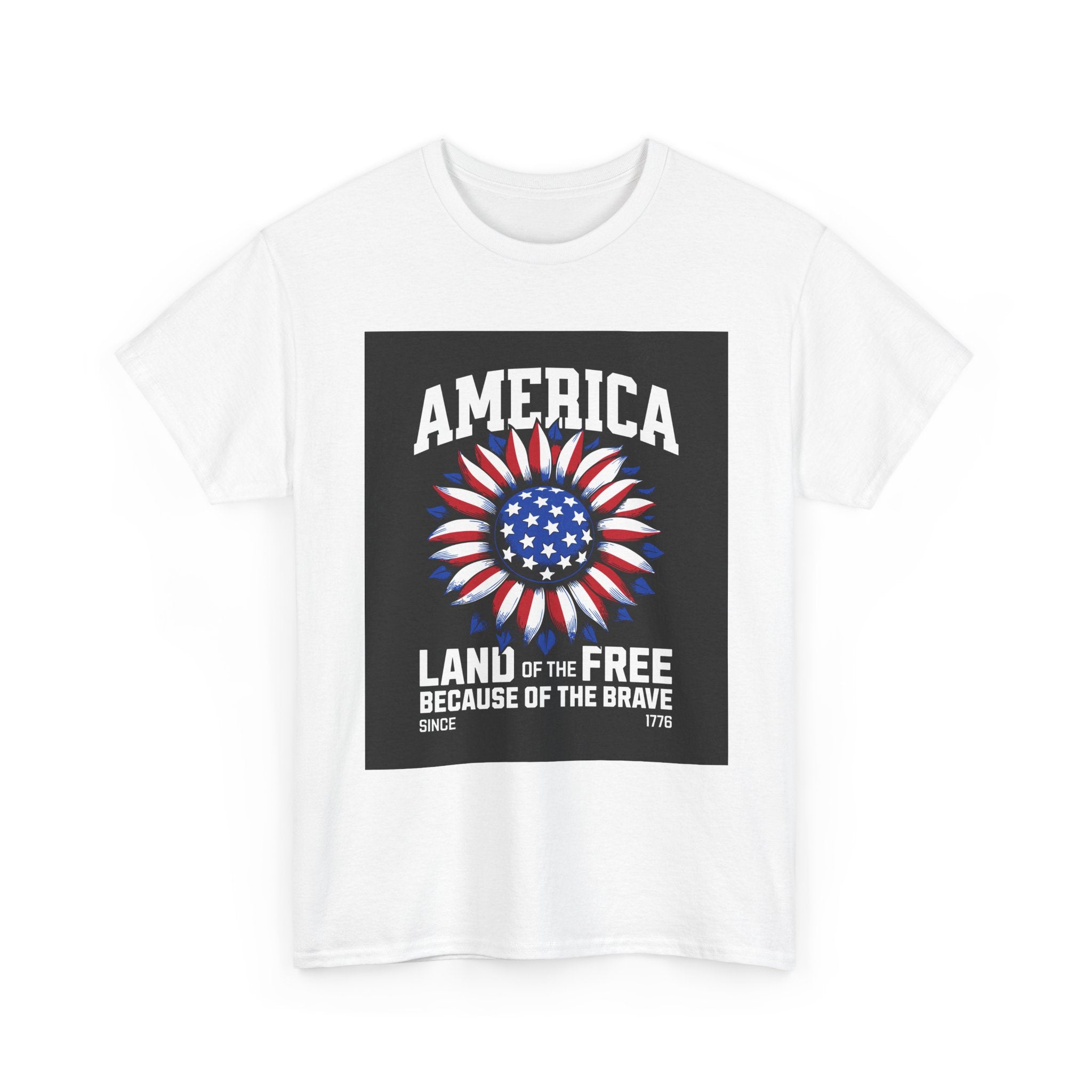 Patriotic America Tee — "Land of the Free Because of the Brave" Cotton T-Shirt