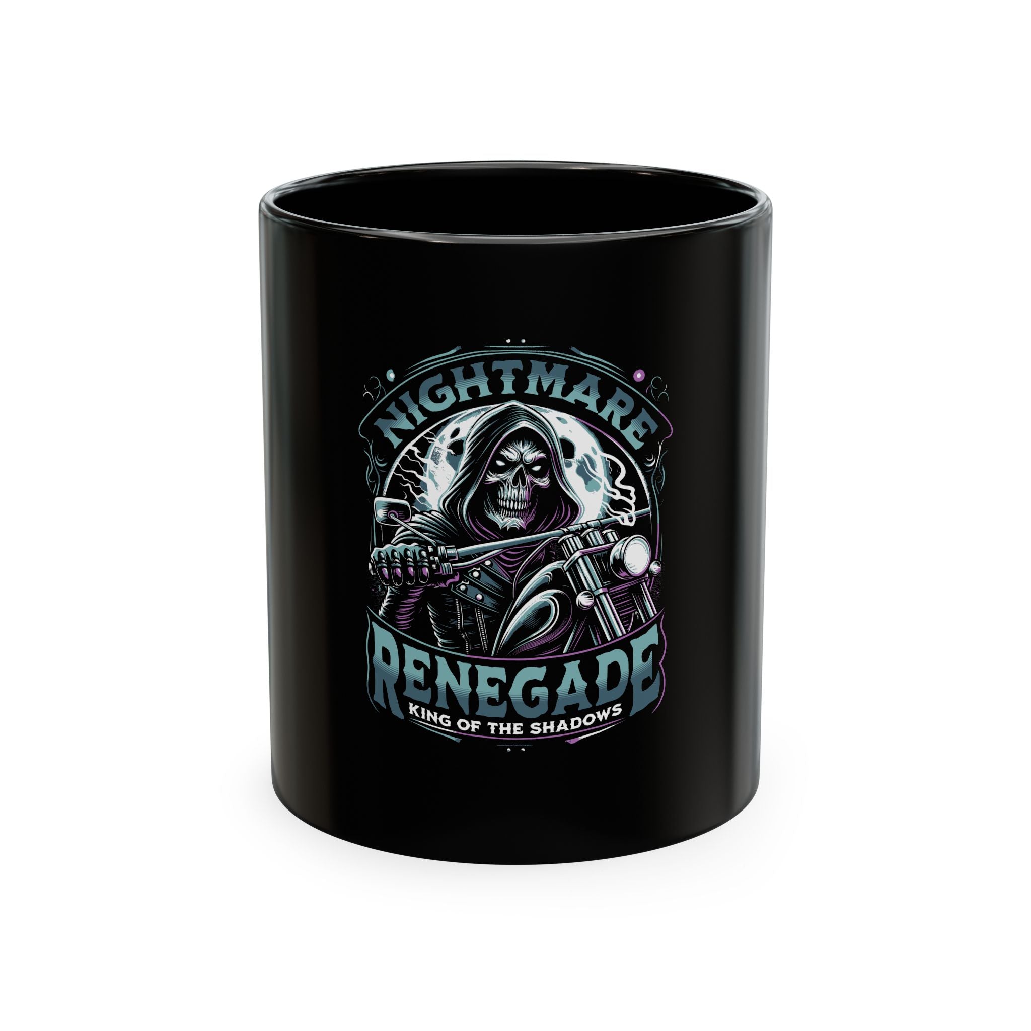 Nightmare Renegade Ceramic Mug — Grim Reaper Biker "King of the Shadows" Coffee Cup
