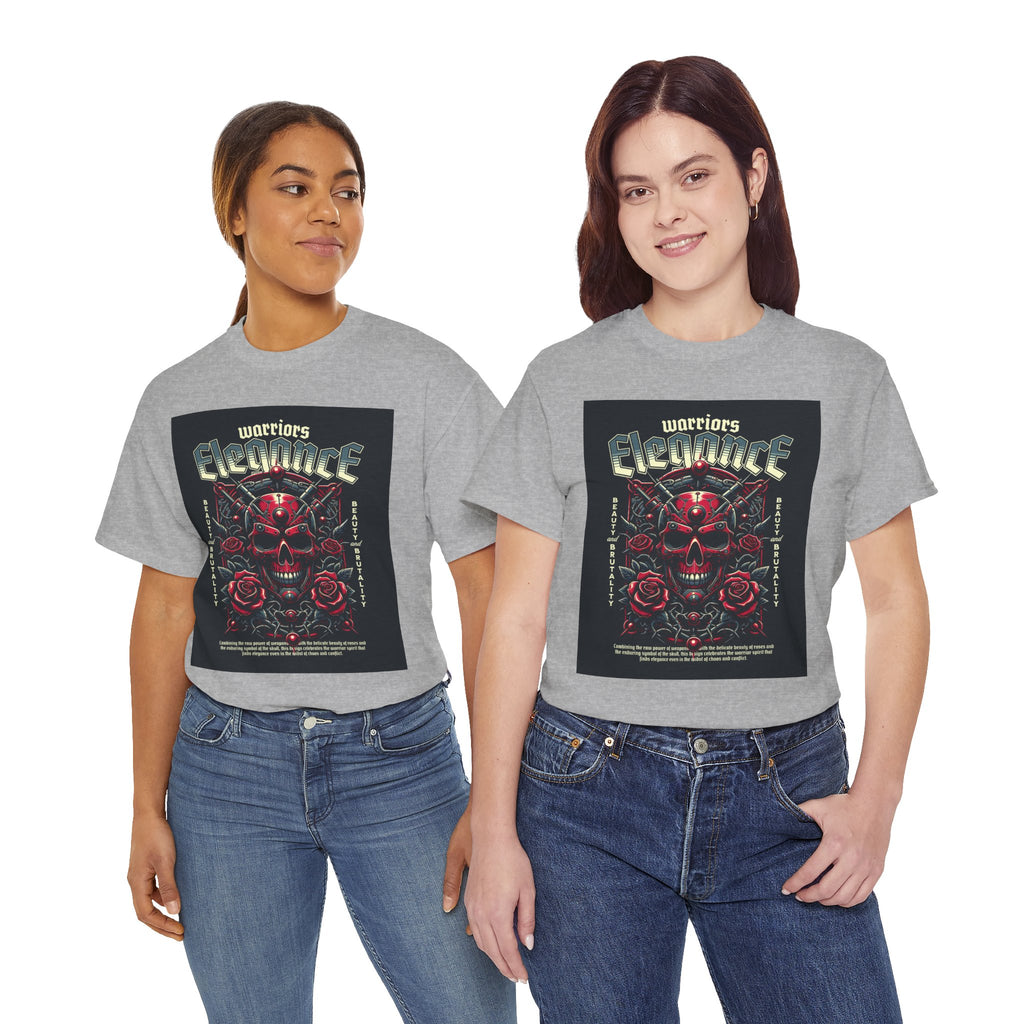 Warriors Electric Skull T‑Shirt — Red Skull & Roses Rock Graphic Tee