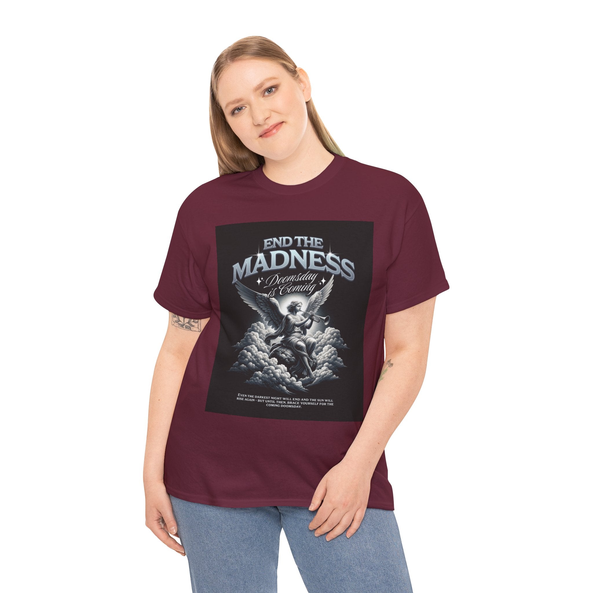 End the Madness Angel Graphic Tee — Vintage Gothic Band-Style T-Shirt