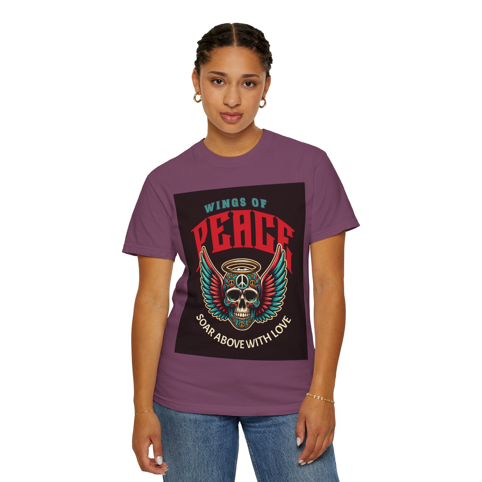 Wings of Peace Skull T-Shirt — "Soar Above With Love" Vintage Graphic Tee