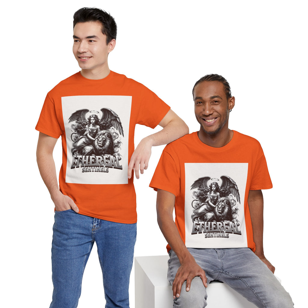 Angel & Lion Graphic Tee — "Ethereal" Vintage Gothic Streetwear