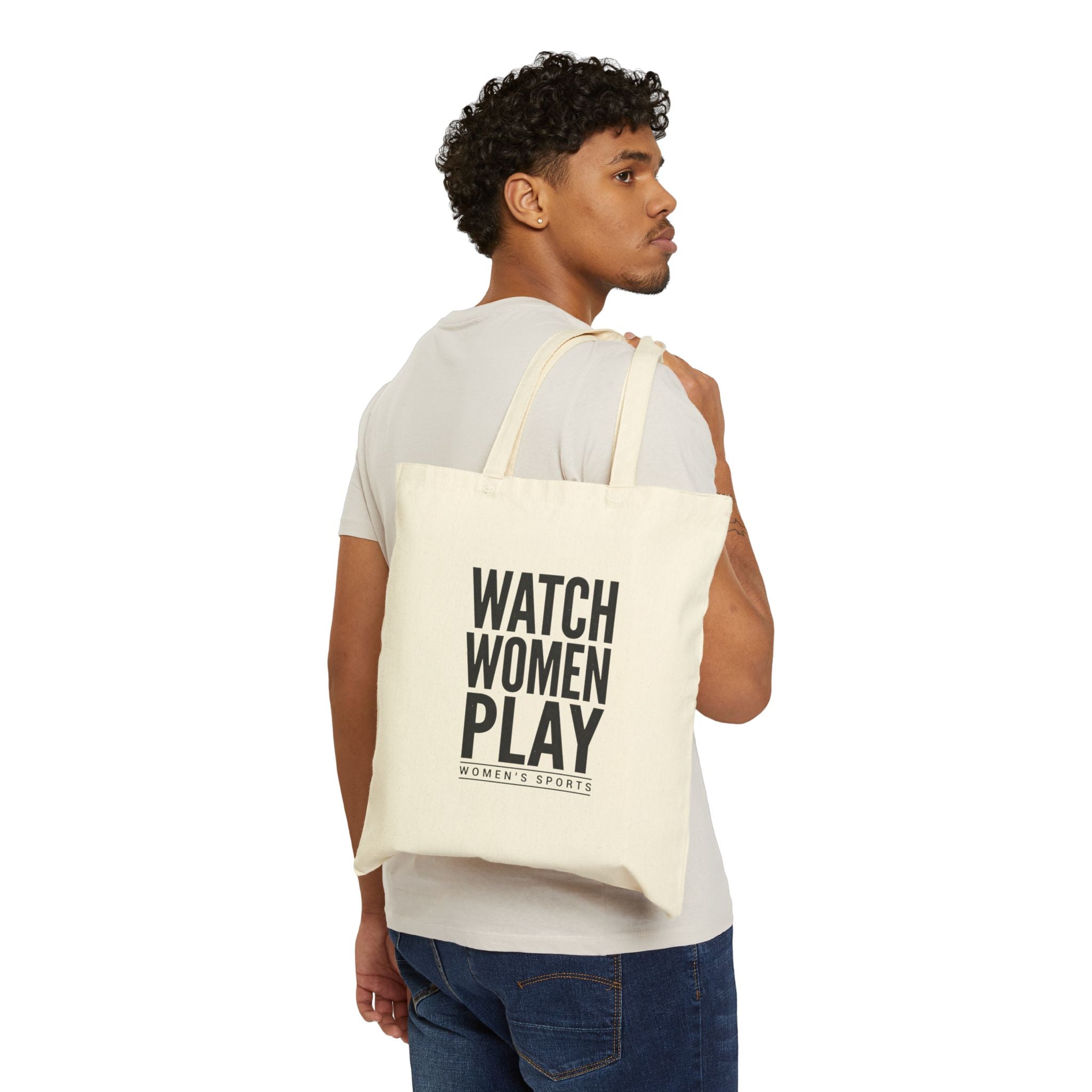 Watch Women Play Tote, Women's Sports Fandom Canvas Tote | Support Women's Sports