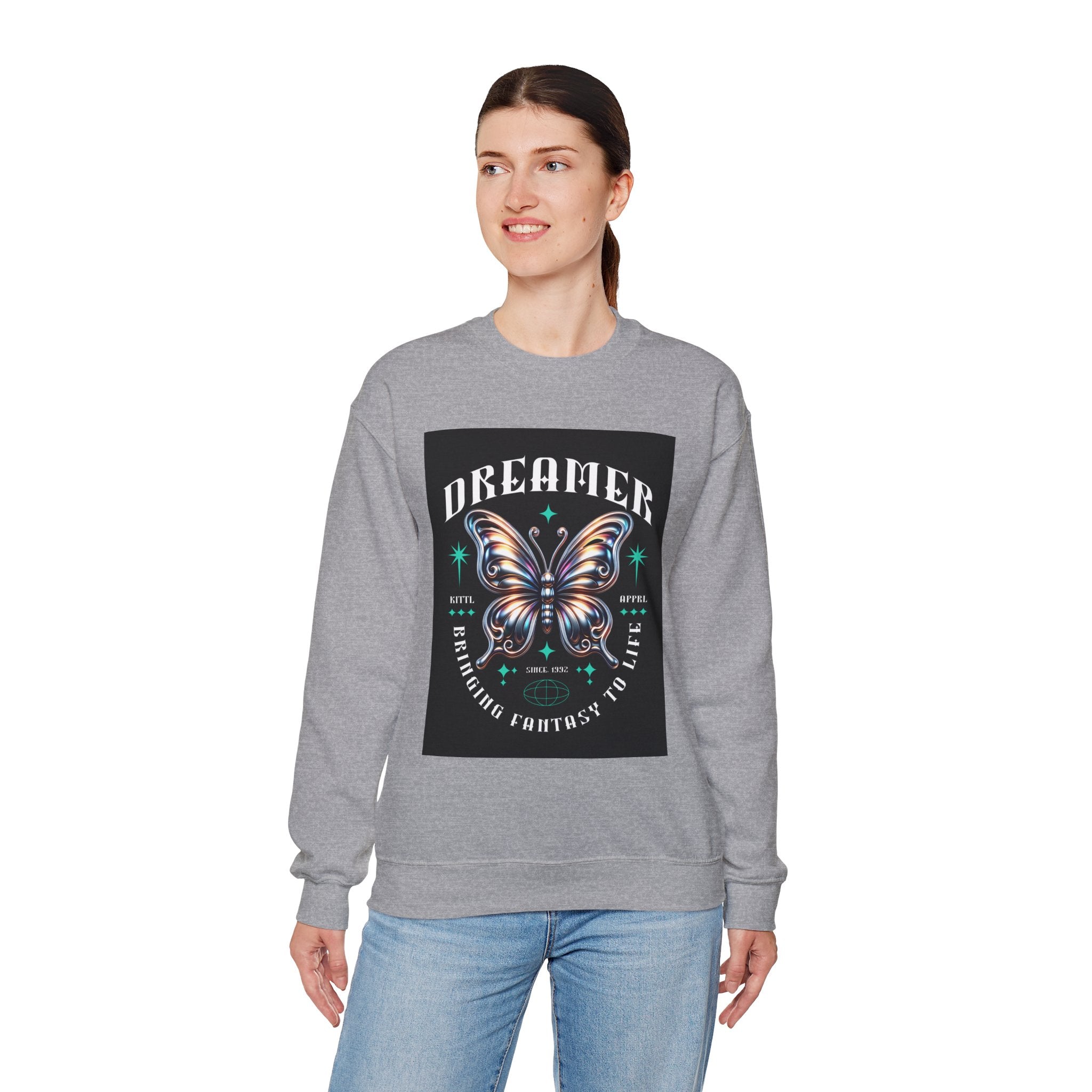 Dreamer Butterfly Crewneck Sweatshirt — Inspiring 'Dreamer' Graphic Pullover
