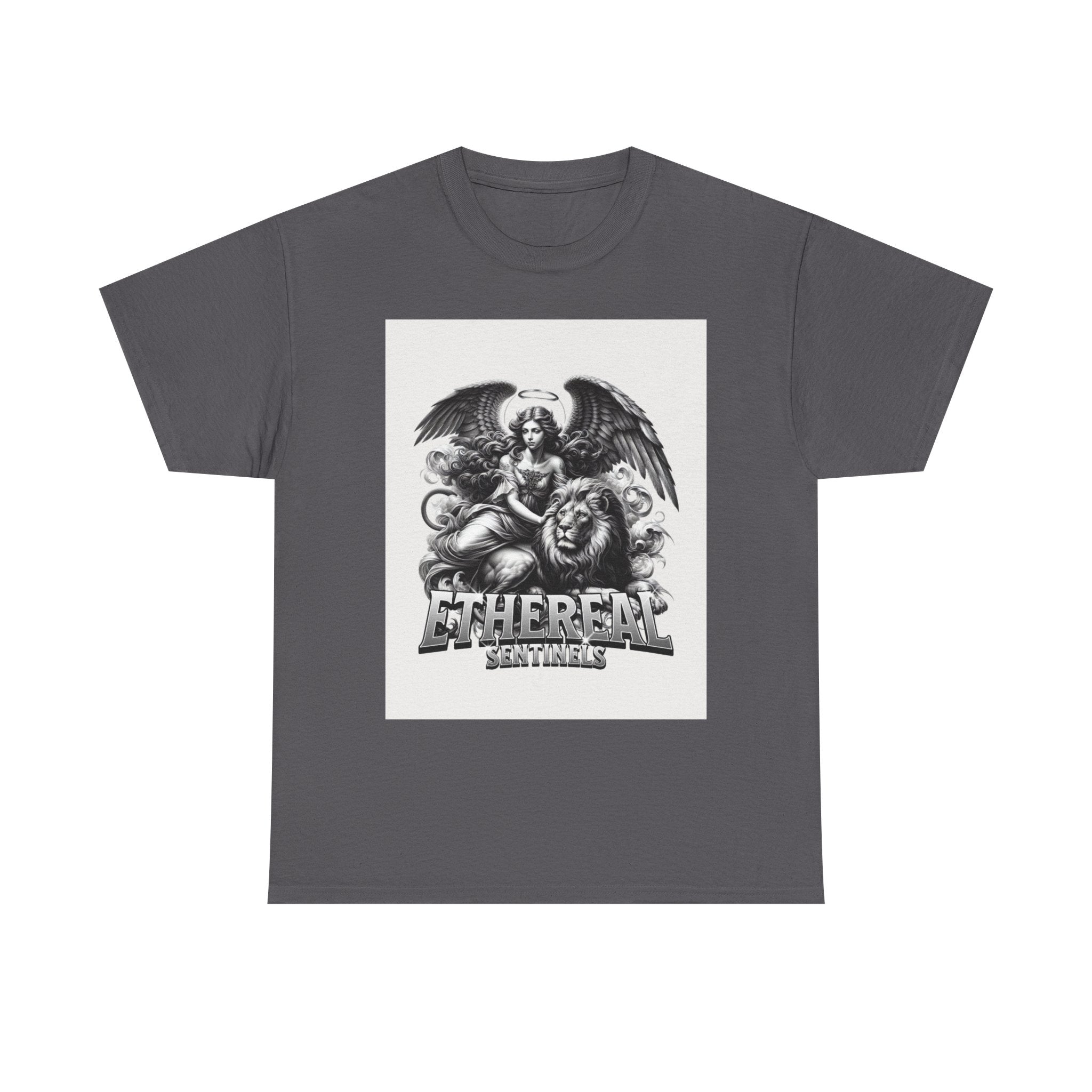 Angel & Lion Graphic Tee — "Ethereal" Vintage Gothic Streetwear