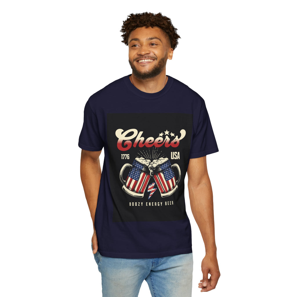 Cheers USA T-Shirt — Patriotic Beer Mugs Graphic Tee (1776)