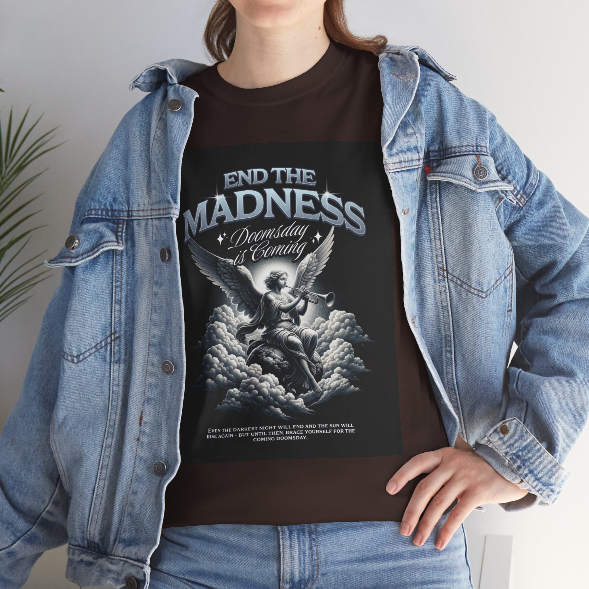 End the Madness Angel Graphic Tee — Vintage Gothic Band-Style T-Shirt