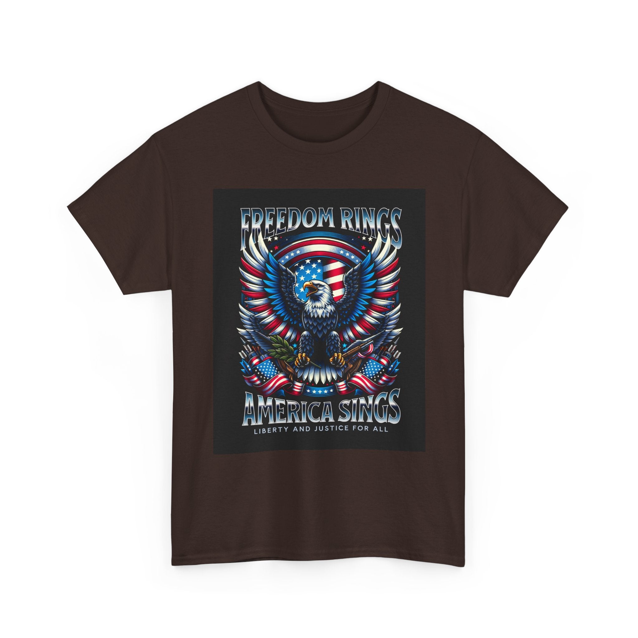 Eagle & American Flag Tee — "Freedom Rings, America Sings" Patriotic T-Shirt