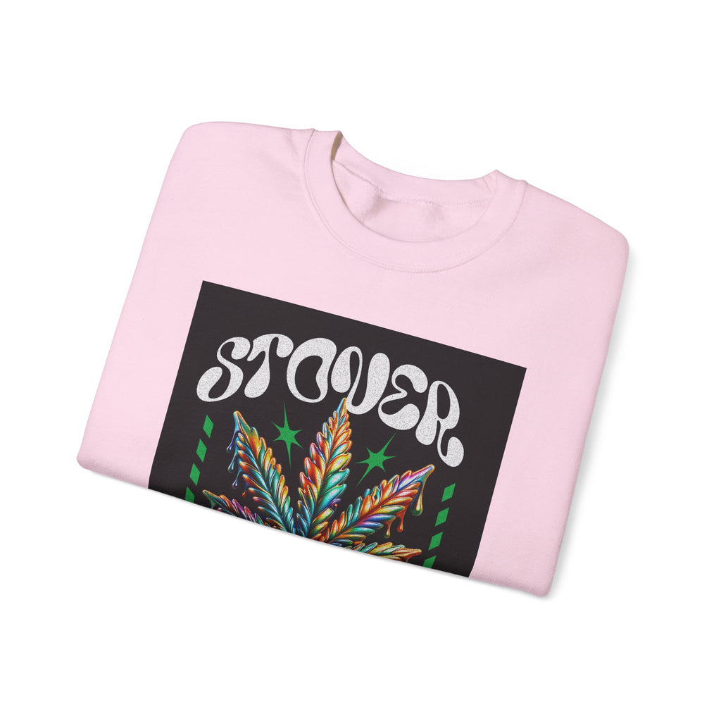 Sweatshirt — Stoner 'Grow Your Own Serenity' Colorful Cannabis Leaf Crewneck