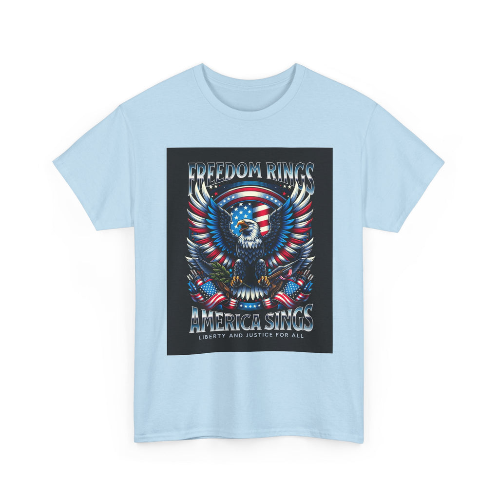Eagle & American Flag Tee — "Freedom Rings, America Sings" Patriotic T-Shirt