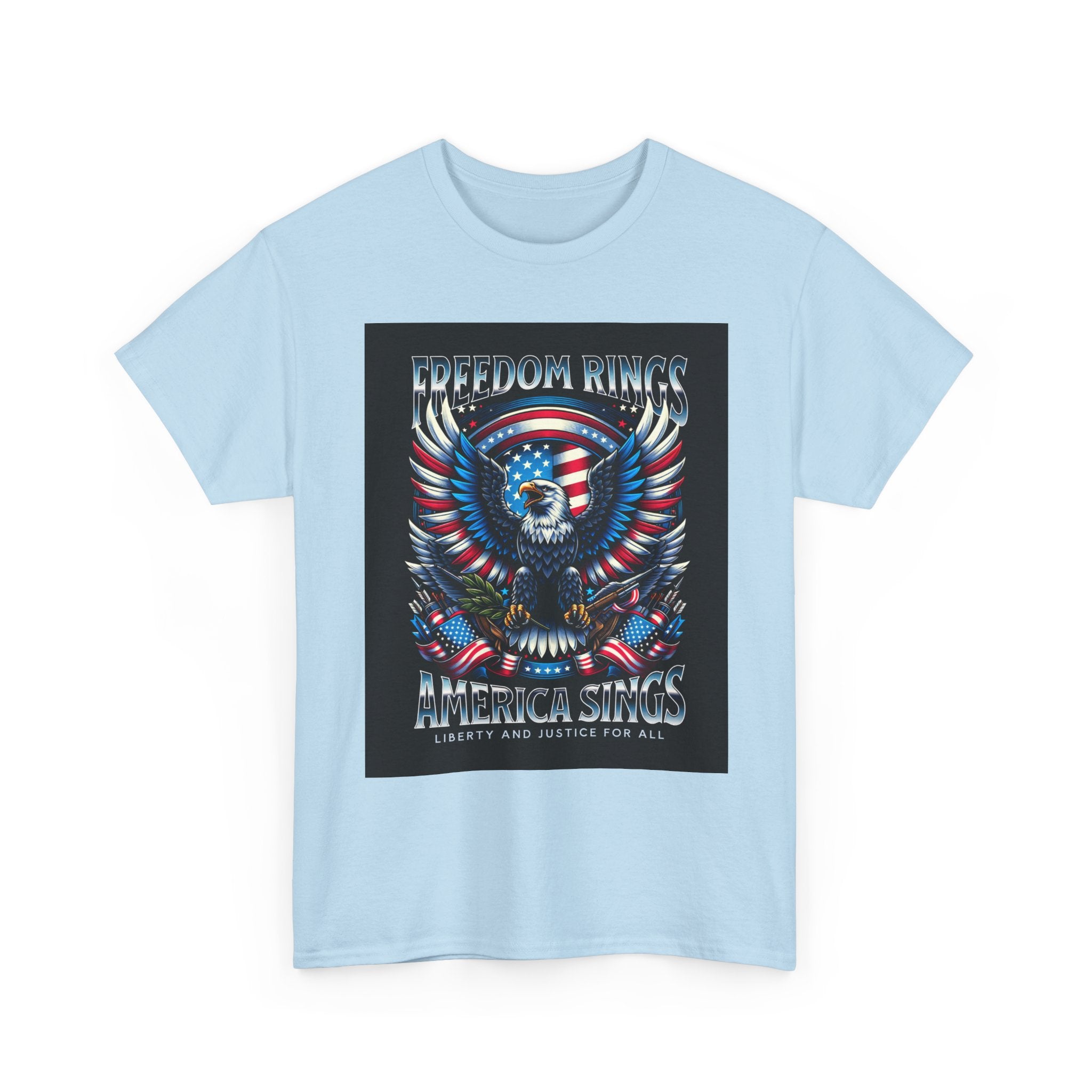 Eagle & American Flag Tee — "Freedom Rings, America Sings" Patriotic T-Shirt