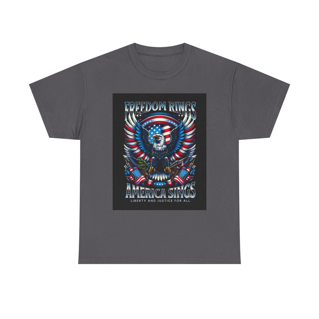 Eagle & American Flag Tee — "Freedom Rings, America Sings" Patriotic T-Shirt