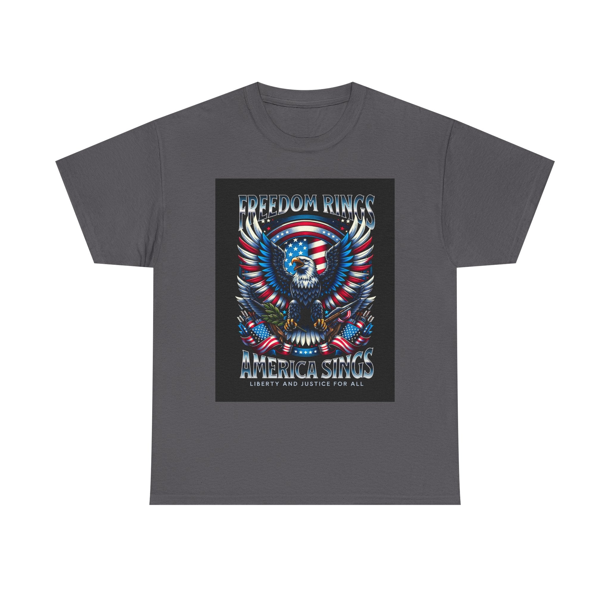 Eagle & American Flag Tee — "Freedom Rings, America Sings" Patriotic T-Shirt