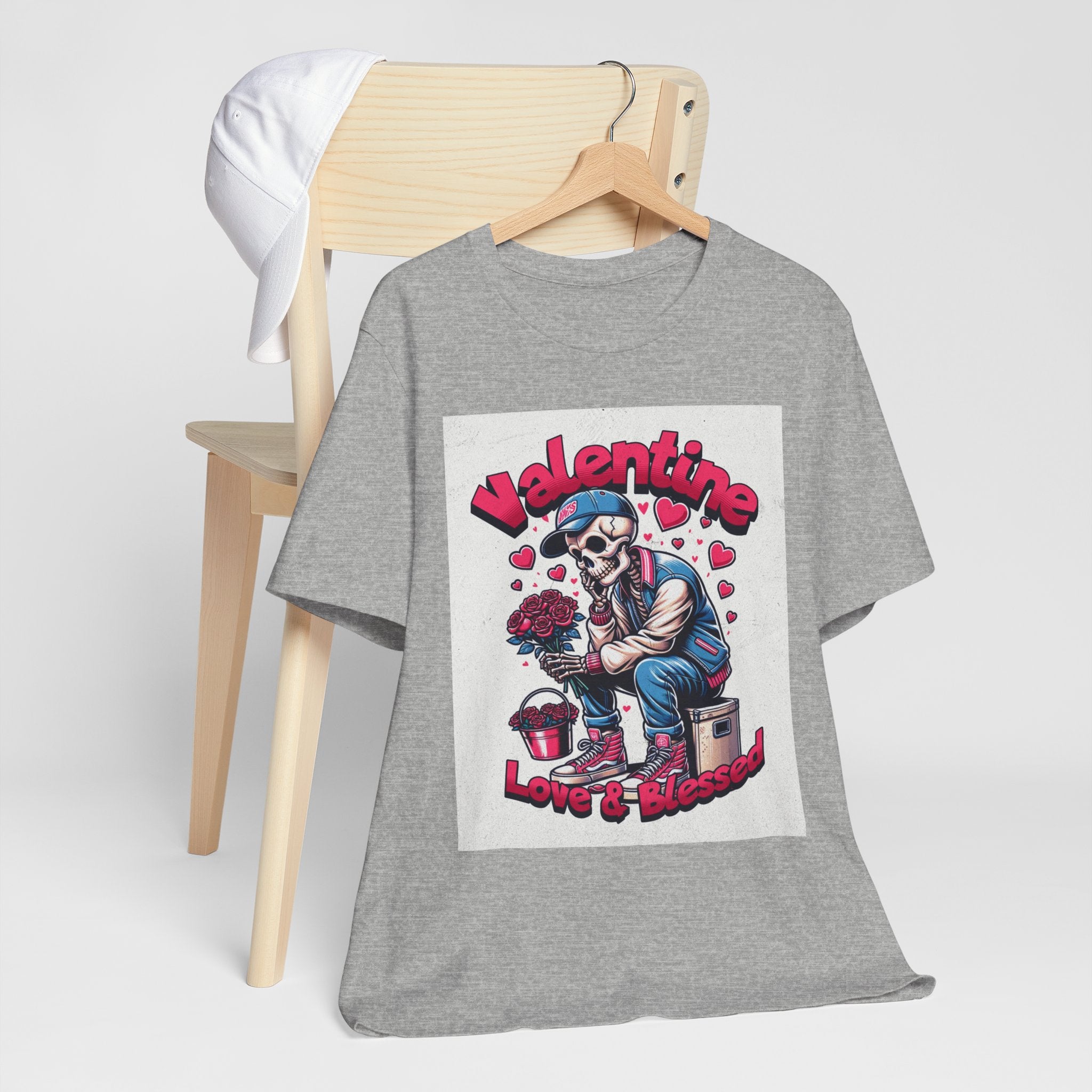 Valentine Skull T-Shirt – "Love & Blessed" Gothic Valentine Tee