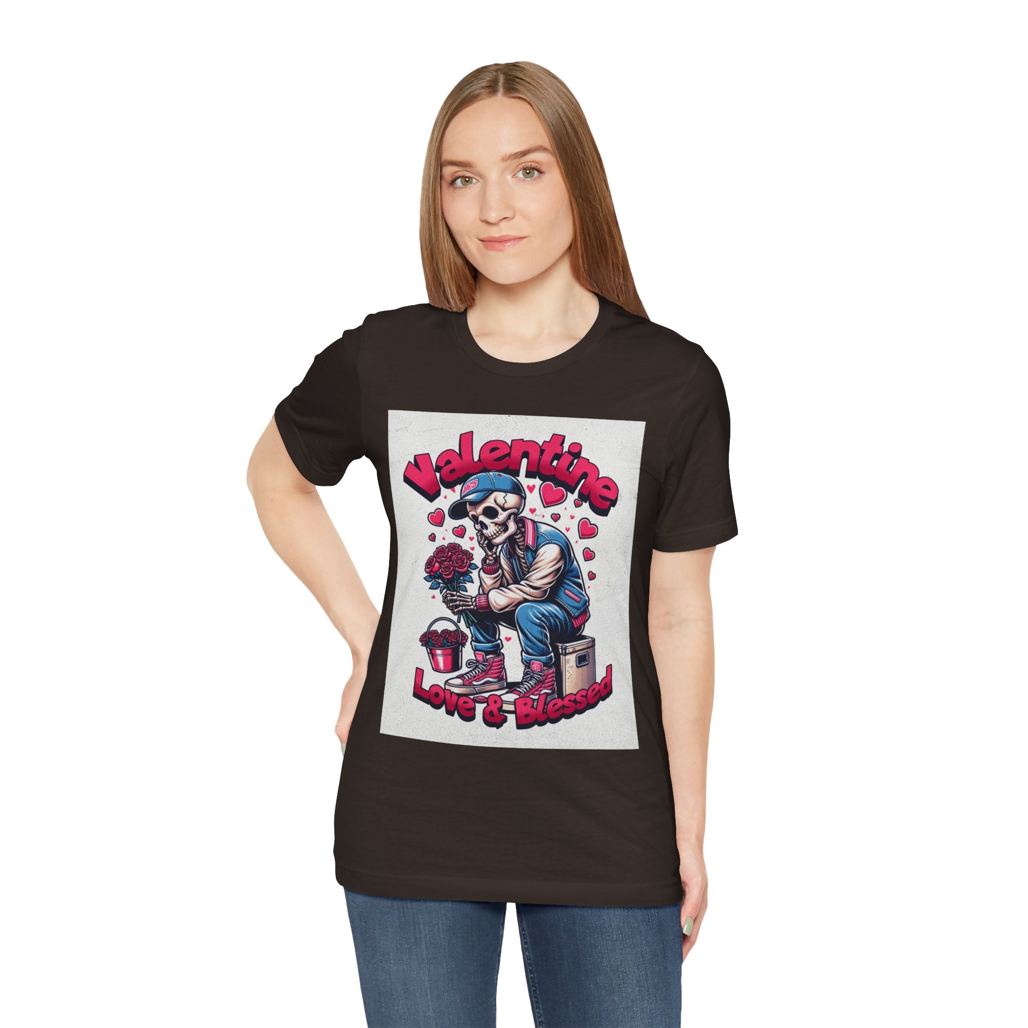 Valentine Skull T-Shirt – "Love & Blessed" Gothic Valentine Tee