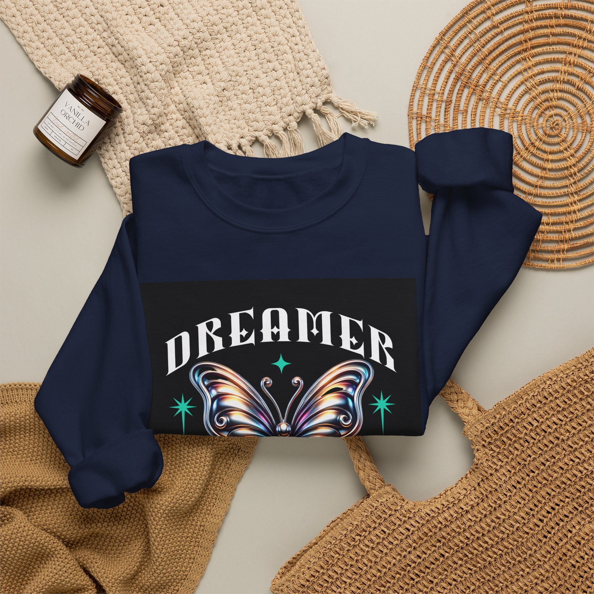 Dreamer Butterfly Crewneck Sweatshirt — Inspiring 'Dreamer' Graphic Pullover