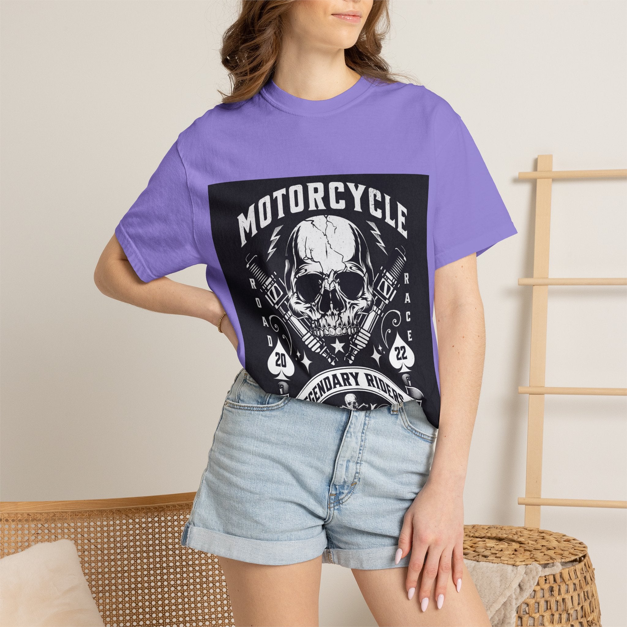 Motorcycle Skull Tee — "Legendary Riders" Vintage Biker Graphic T-Shirt