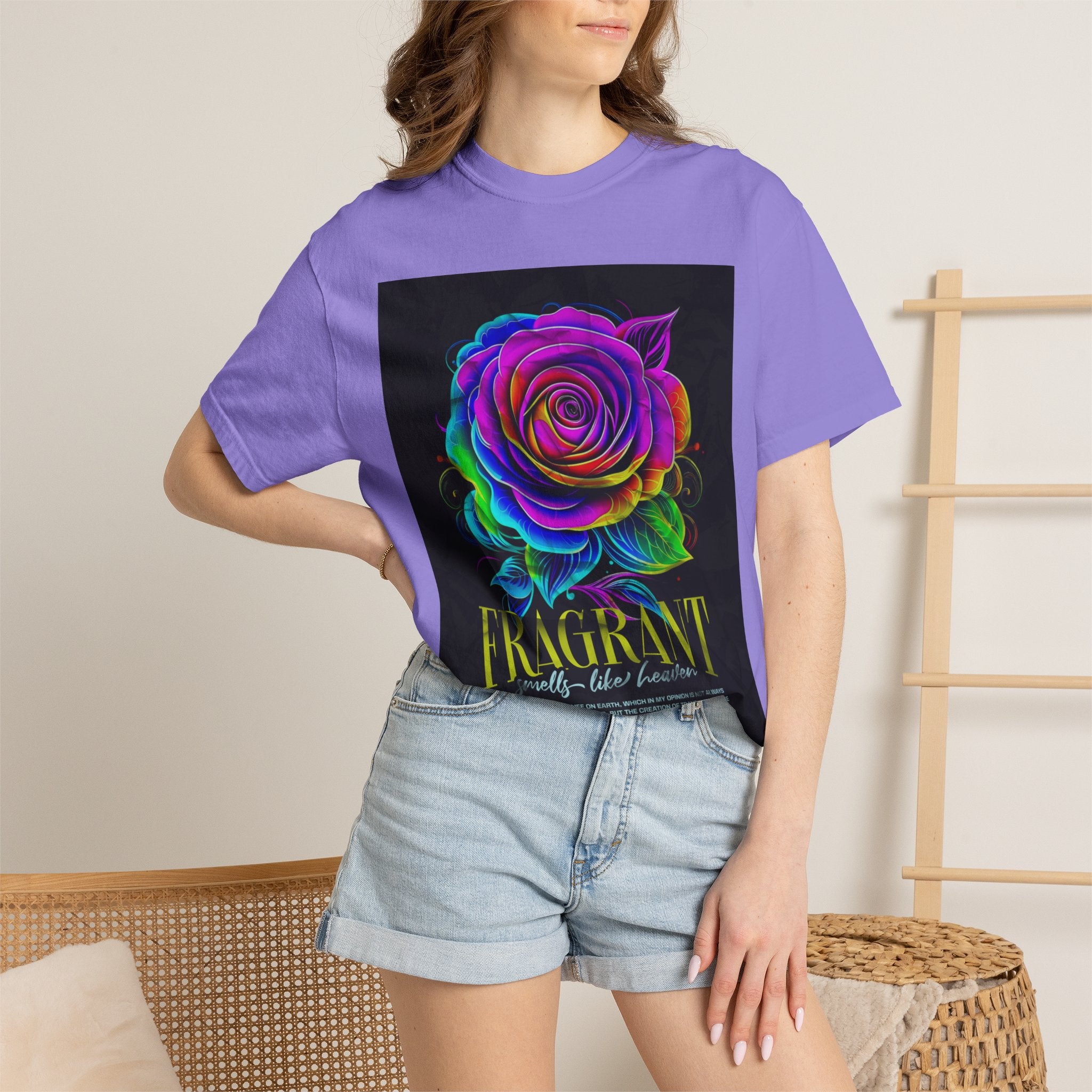 Fragrant Rainbow Rose T-Shirt — Vibrant Floral Graphic Tee