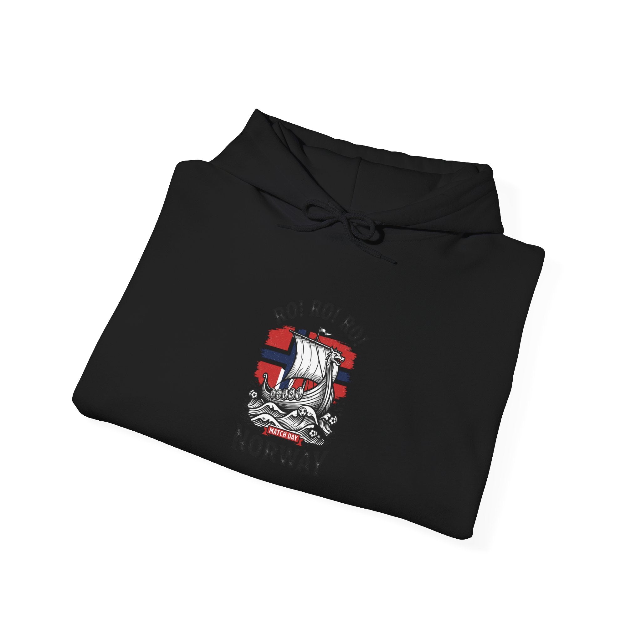 Ro! Ro! Ro! Viking Ship Hoodie | Norway Football Supporter, Red White Blue