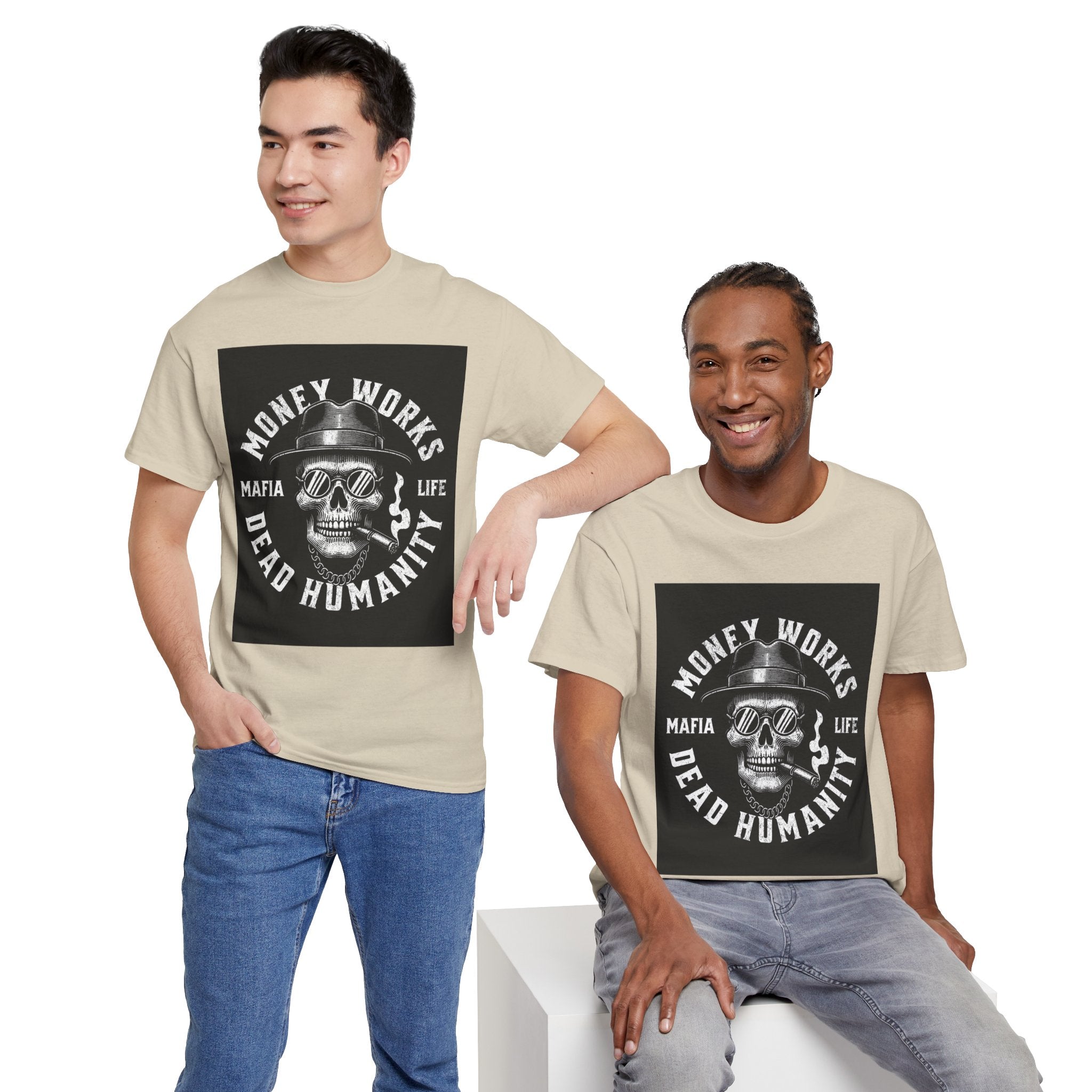 Money Works Dead Humanity Skull Tee