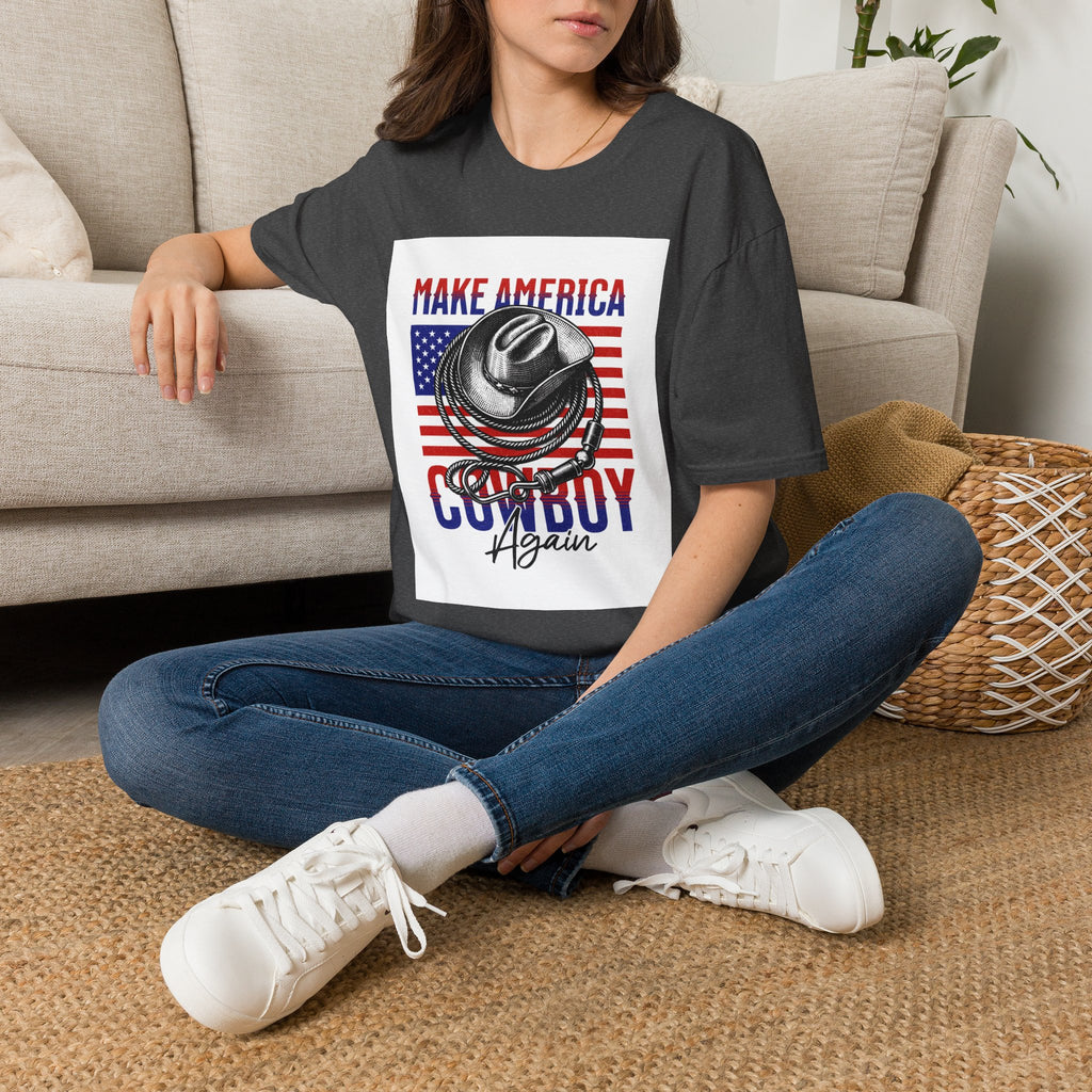 Make America Cowboy Again T-Shirt — Patriotic Western Flag Tee