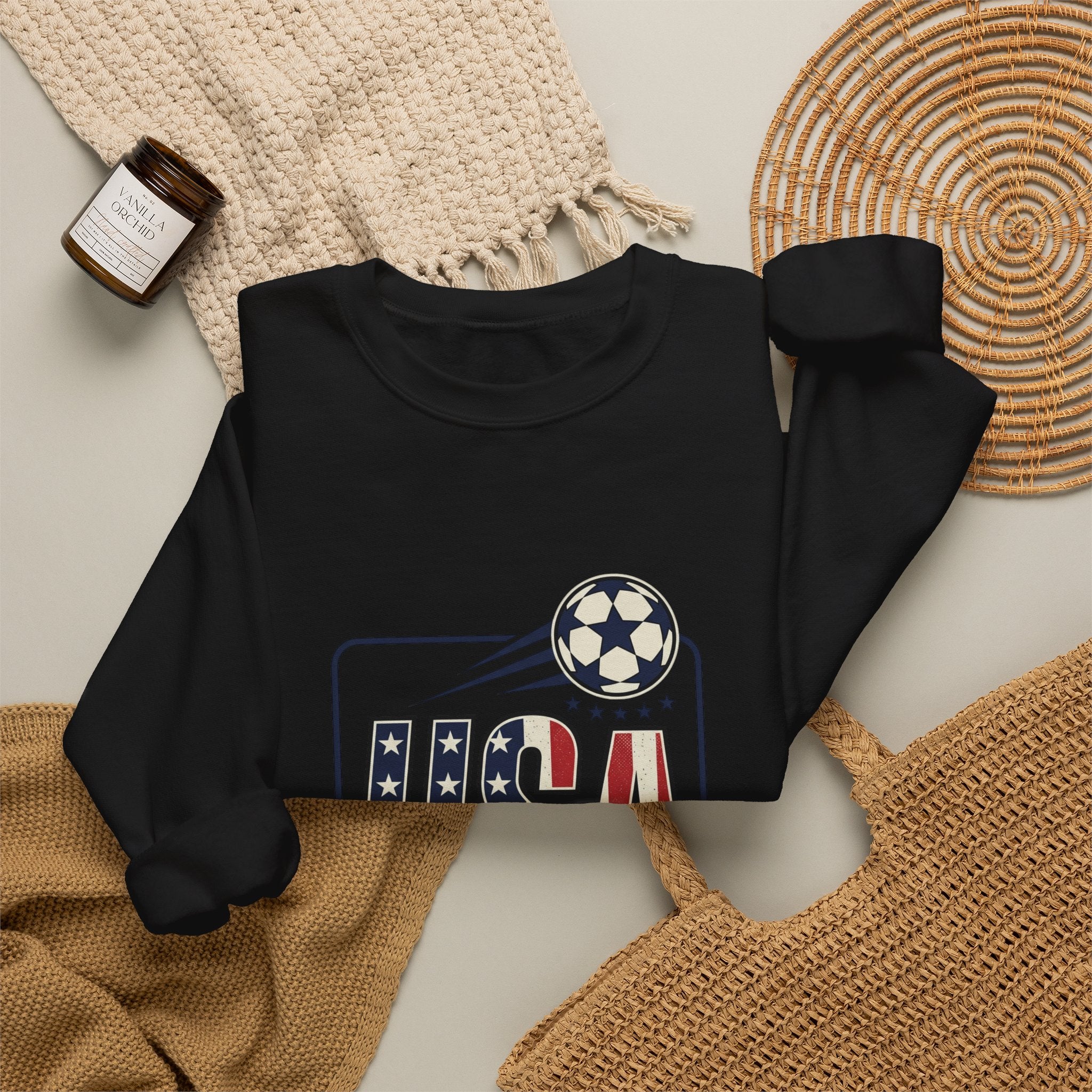 USA Soccer Crewneck Sweatshirt | American Flag Soccer Graphic