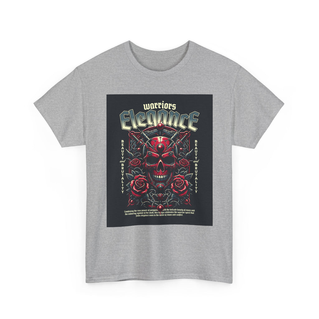 Warriors Electric Skull T‑Shirt — Red Skull & Roses Rock Graphic Tee