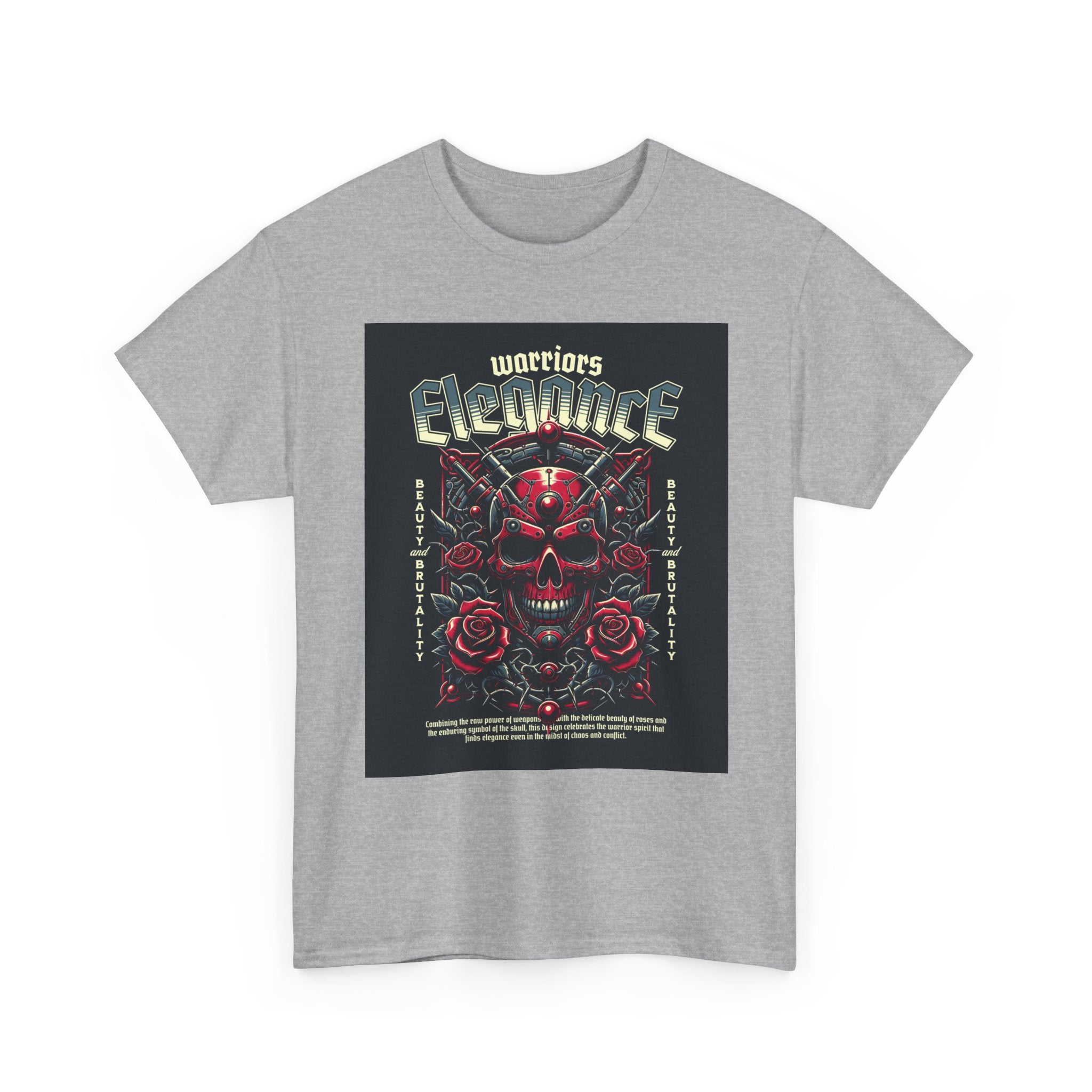 Warriors Electric Skull T‑Shirt — Red Skull & Roses Rock Graphic Tee