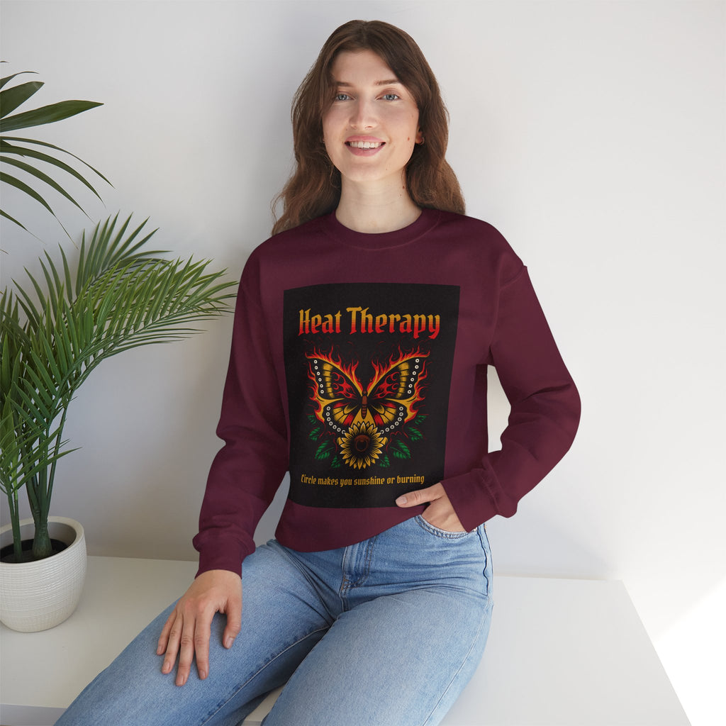 Heat Therapy Crewneck Sweatshirt — Butterfly Flame Graphic