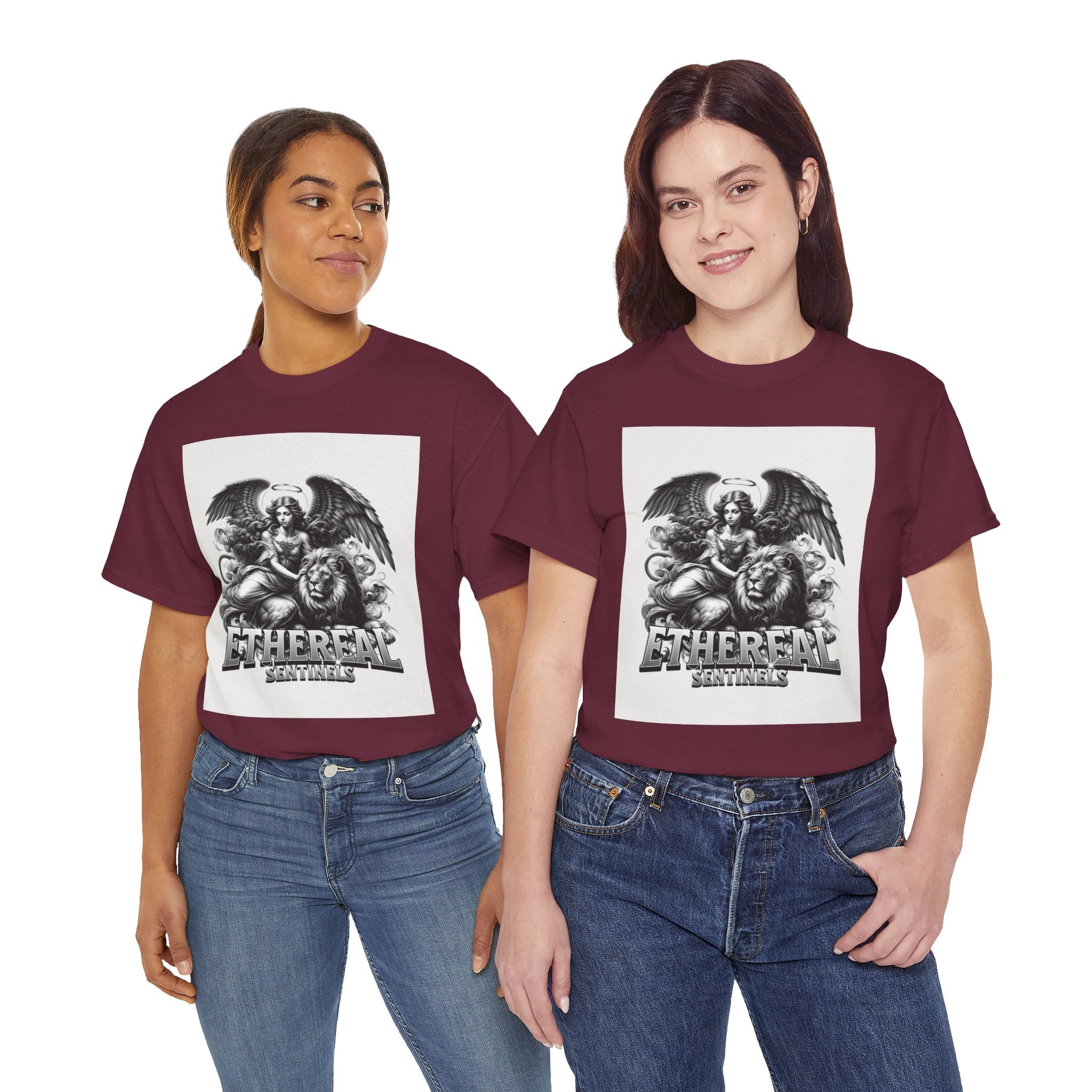 Angel & Lion Graphic Tee — "Ethereal" Vintage Gothic Streetwear