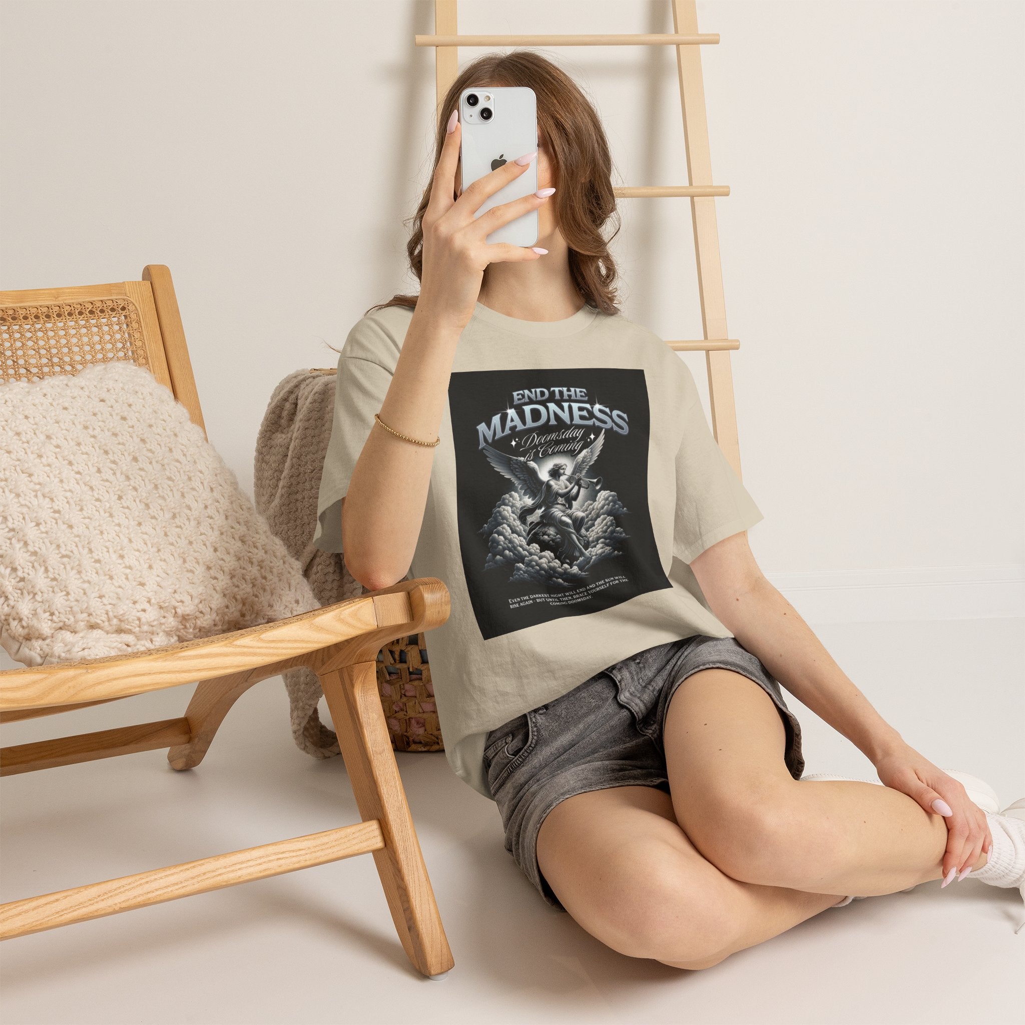 End the Madness Angel Graphic Tee — Vintage Gothic Band-Style T-Shirt