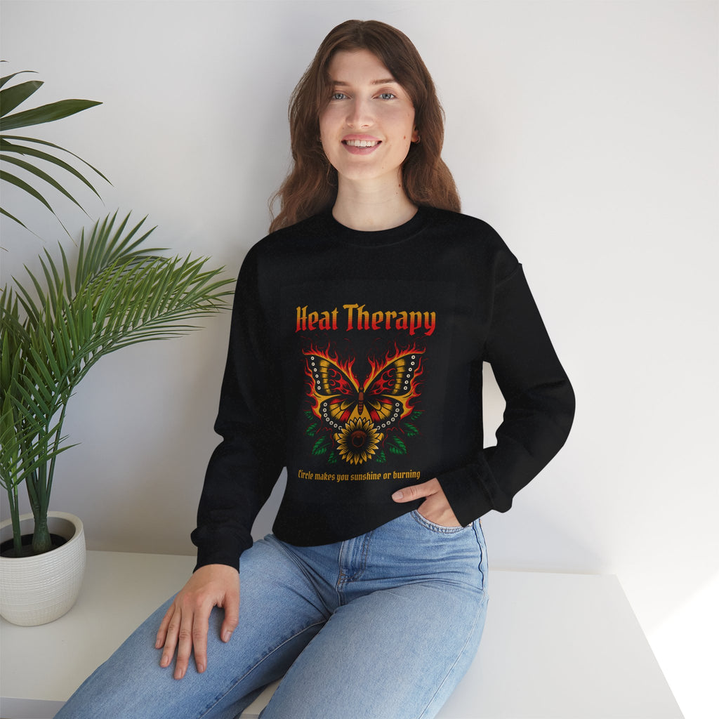 Heat Therapy Crewneck Sweatshirt — Butterfly Flame Graphic