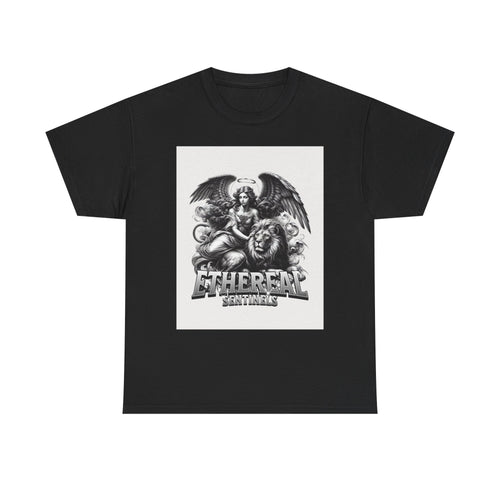 Angel & Lion Graphic Tee — "Ethereal" Vintage Gothic Streetwear