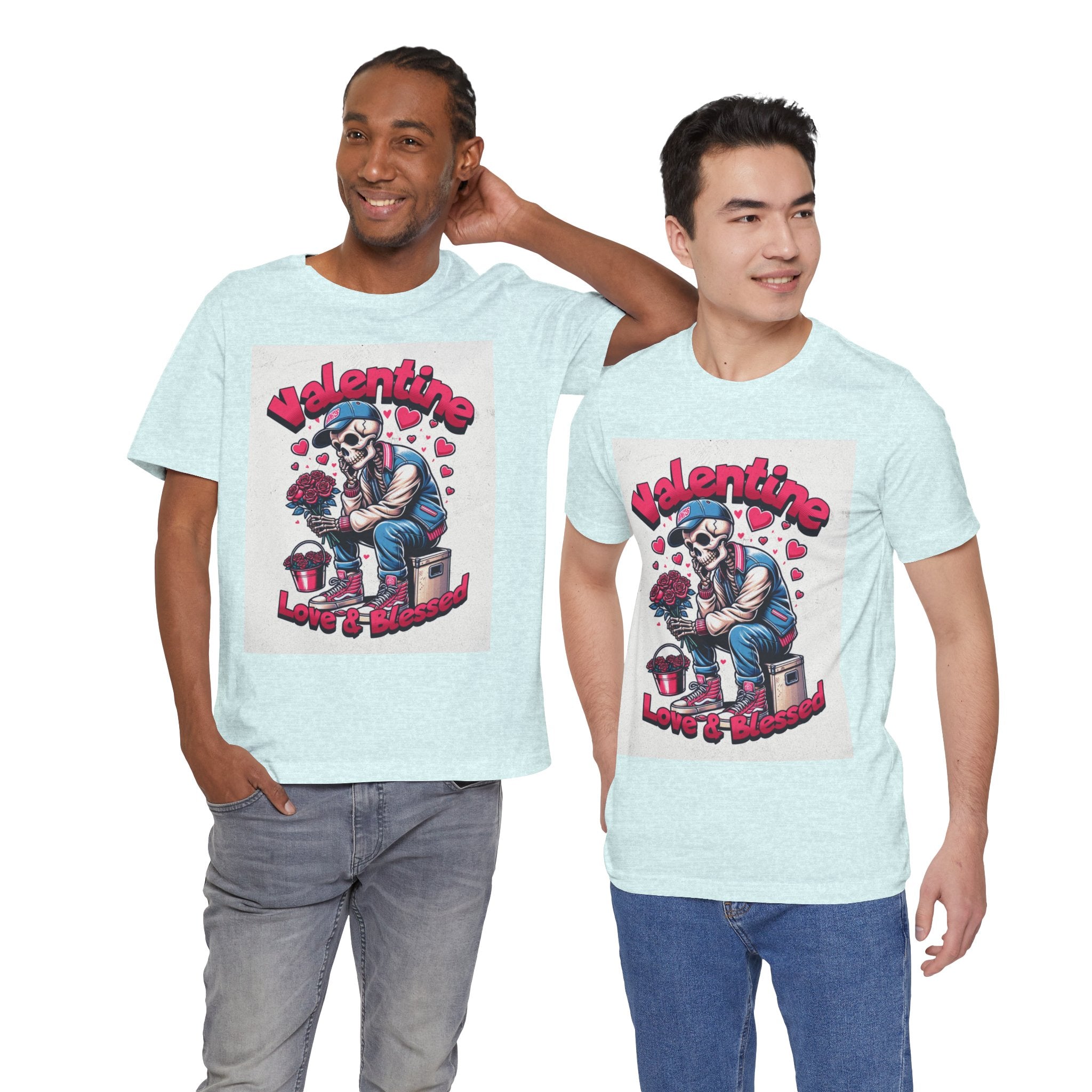 Valentine Skull T-Shirt – "Love & Blessed" Gothic Valentine Tee