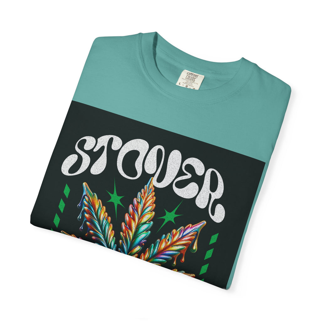 T-Shirt — Stover "Grow Your Own Serenity" Colorful Cannabis Leaf Graphic