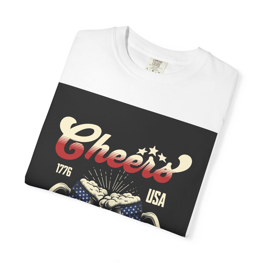 Cheers USA T-Shirt — Patriotic Beer Mugs Graphic Tee (1776)