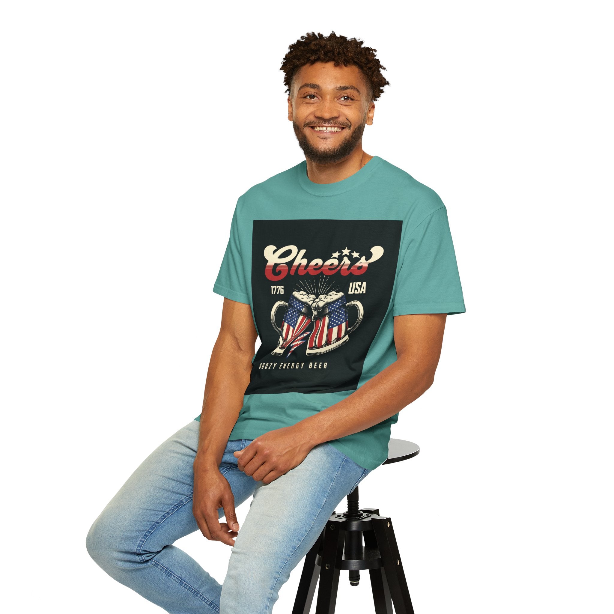 Cheers USA T-Shirt — Patriotic Beer Mugs Graphic Tee (1776)