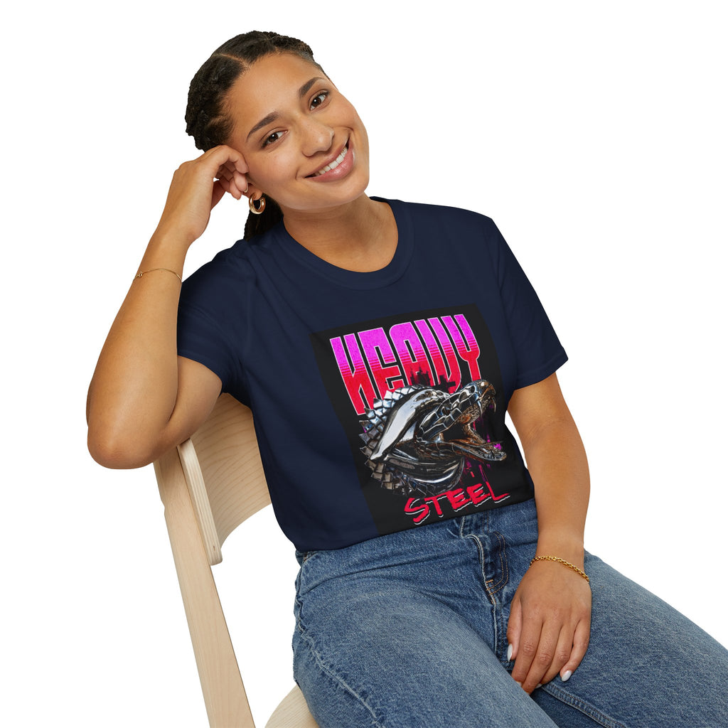 Heavy Steel T-Shirt — Retro Motorcycle Skull Graphic Tee